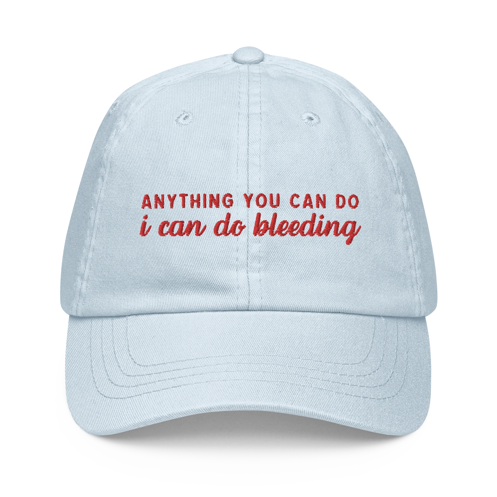 Anything You Can Do, I Can Do Bleeding Embroidered Pastel Baseball Cap - Image 5