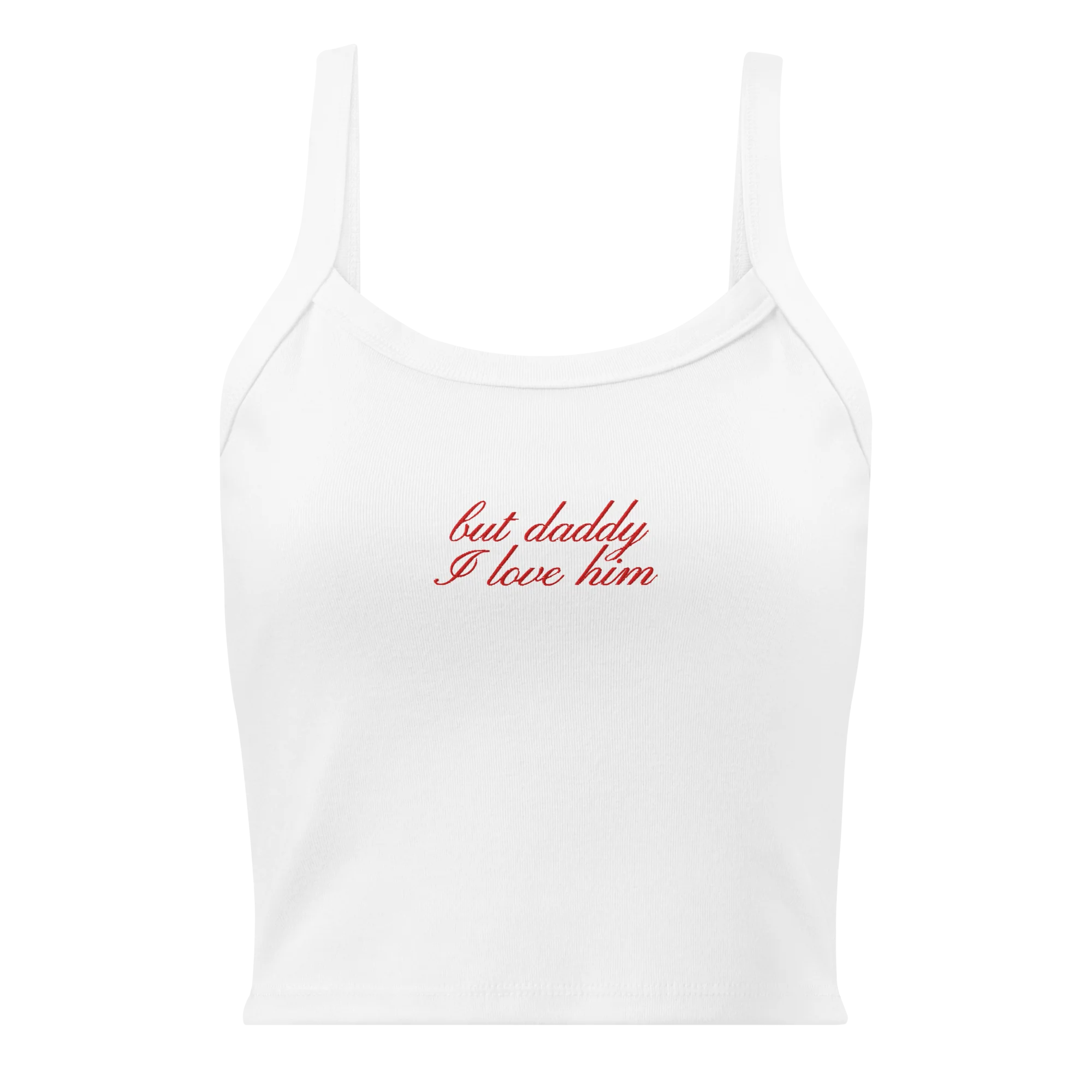 But Daddy I Love Him Cursive Rib Embroidered Tank Top - Image 3
