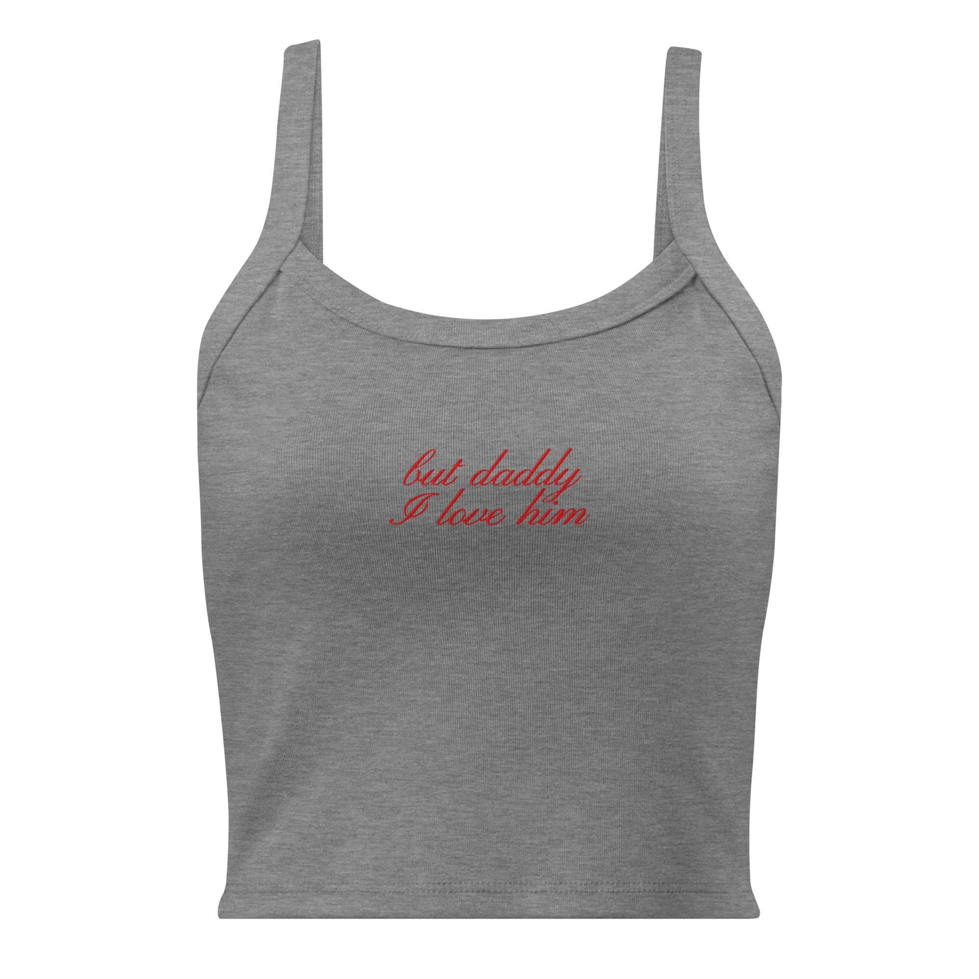 But Daddy I Love Him Cursive Rib Embroidered Tank Top - Image 7
