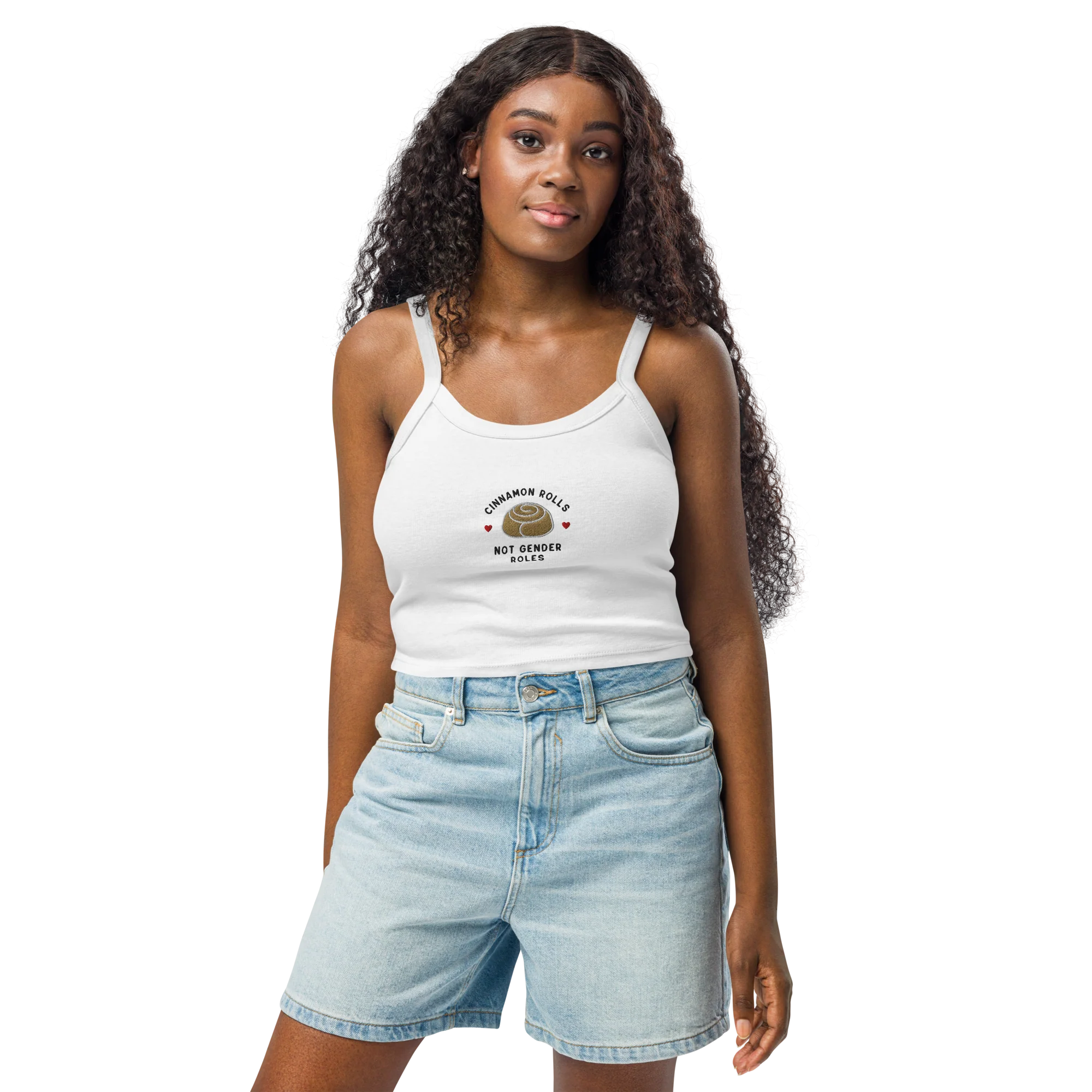 Cinnamon Rolls Not Gender Roles Rib Embroidered Tank Top - Image 7