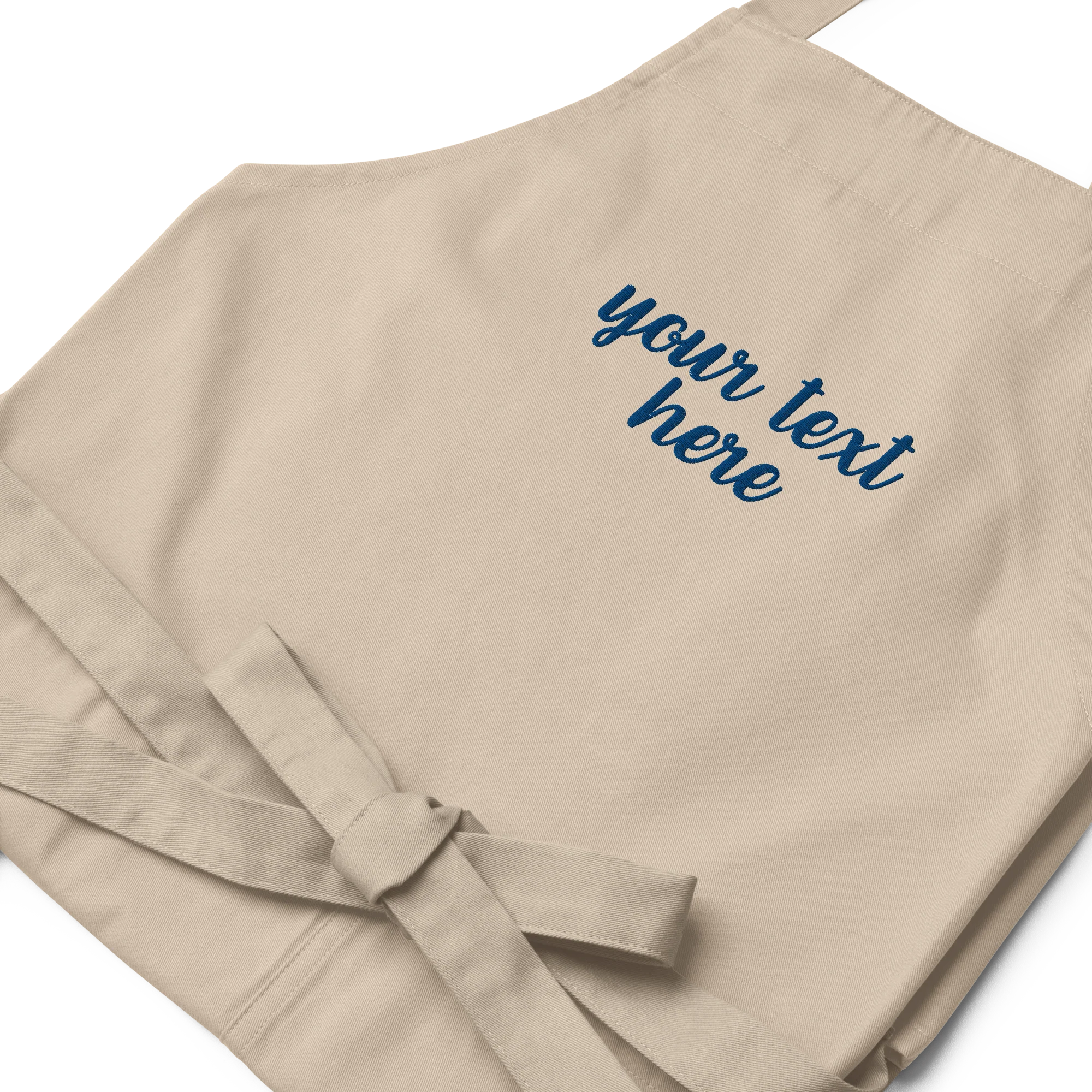 CUSTOM Your Text Cursive Embroidered Organic Cotton Apron - Image 3