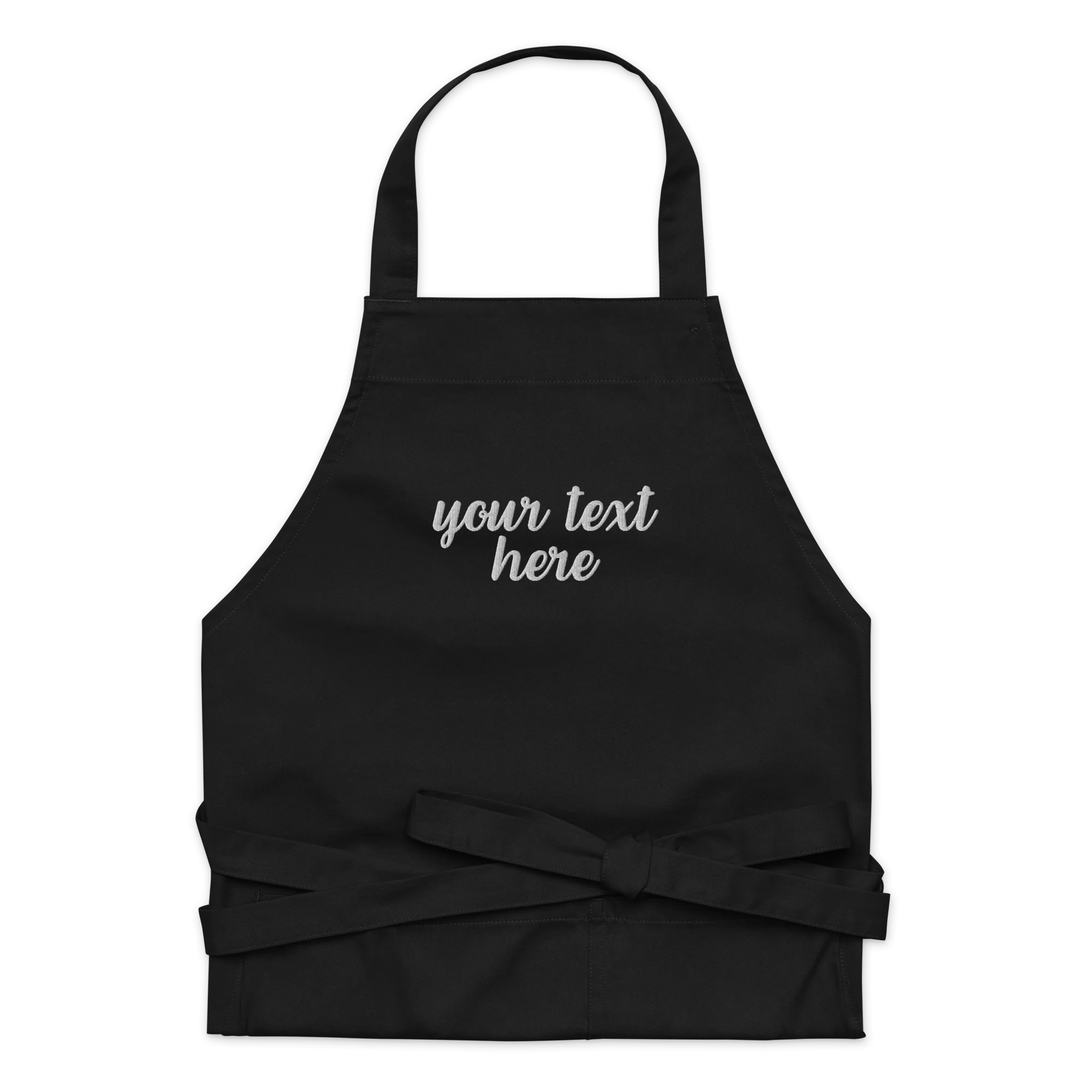 CUSTOM Your Text Cursive Embroidered Organic Cotton Apron - Image 4