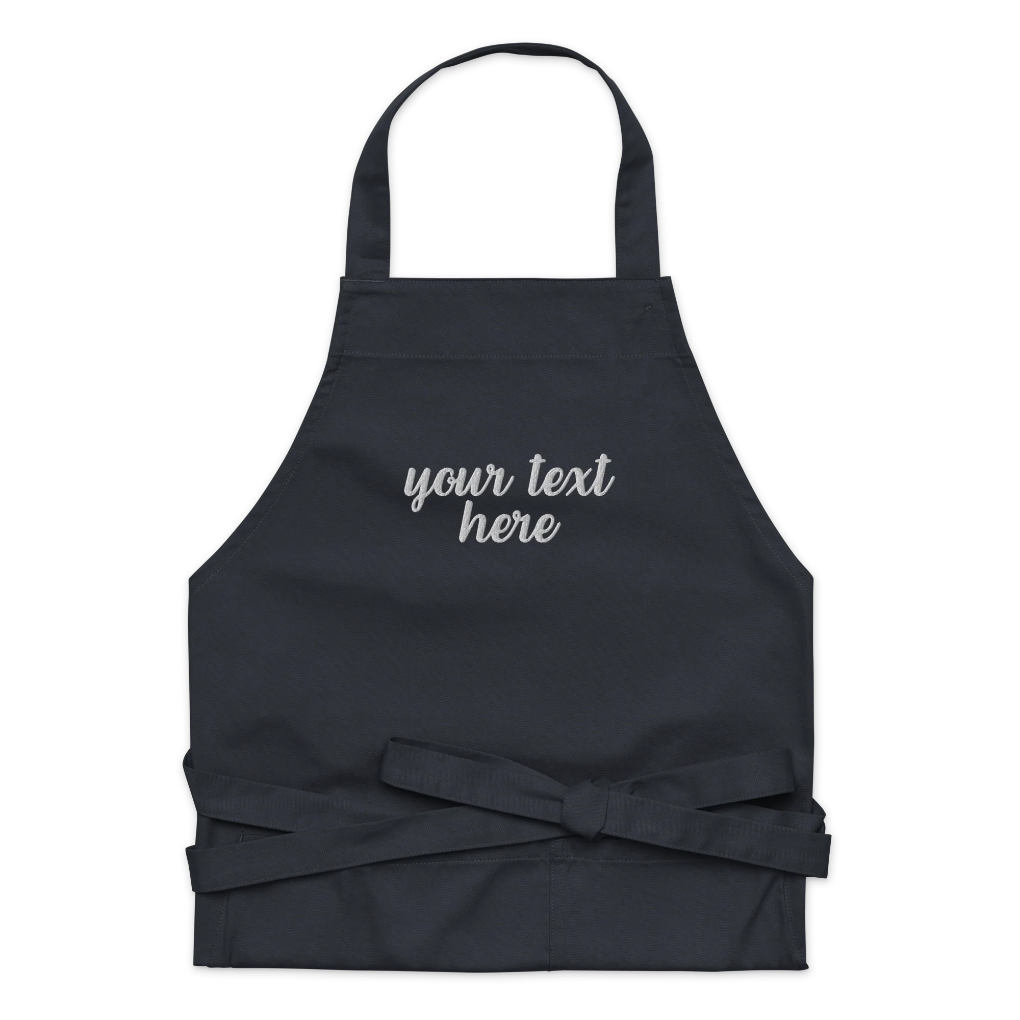 CUSTOM Your Text Cursive Embroidered Organic Cotton Apron - Image 7