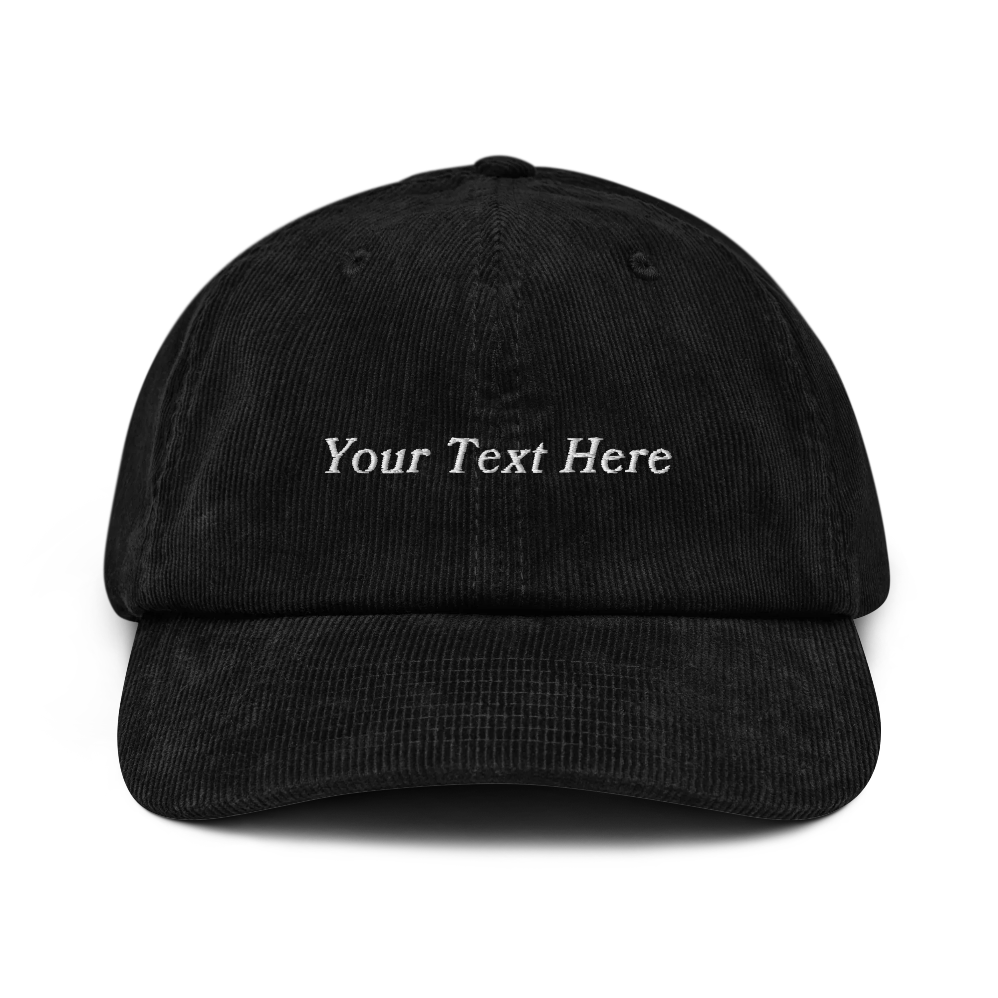 CUSTOM Your Text Serifed Embroidered Corduroy Cap - Image 11