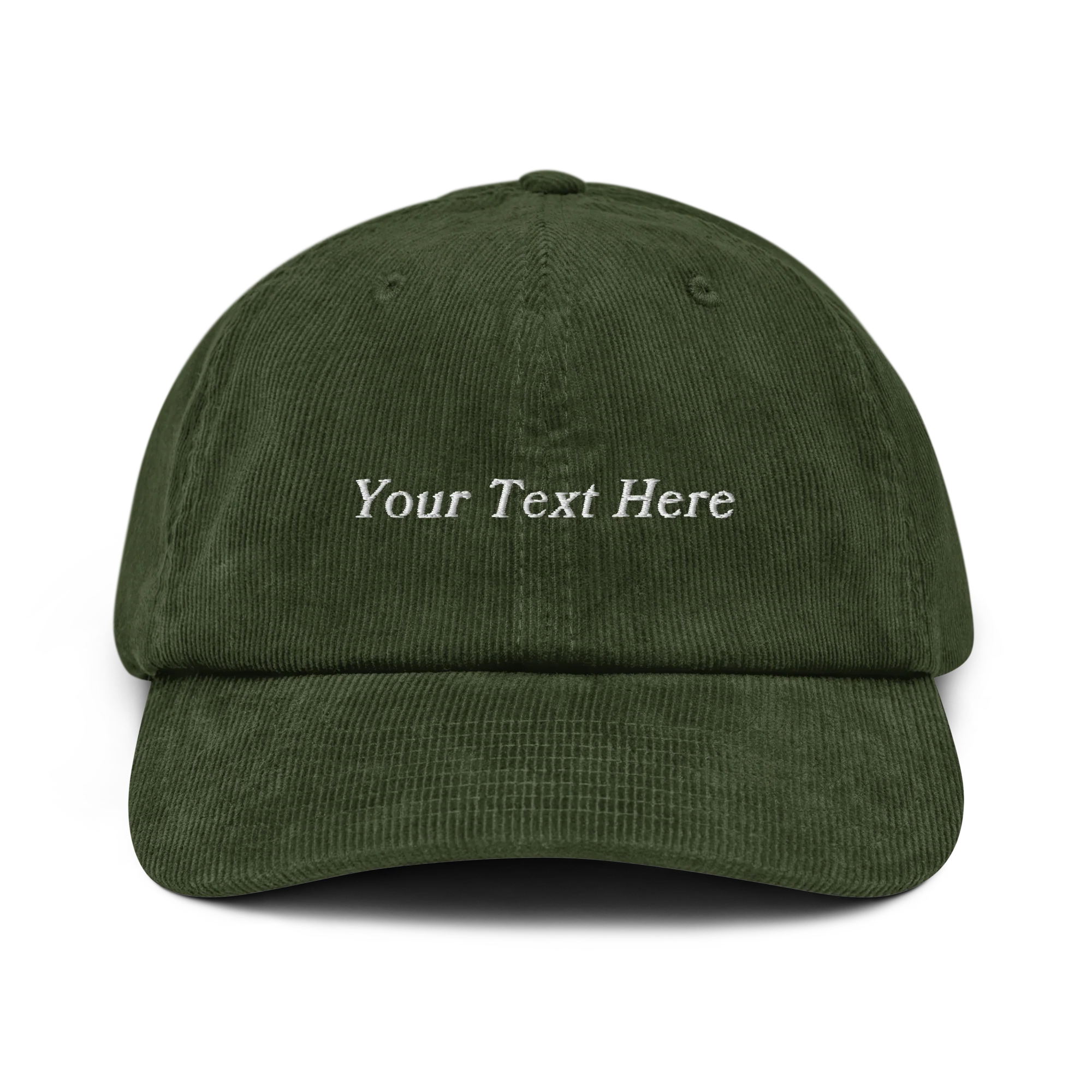 CUSTOM Your Text Serifed Embroidered Corduroy Cap - Image 4