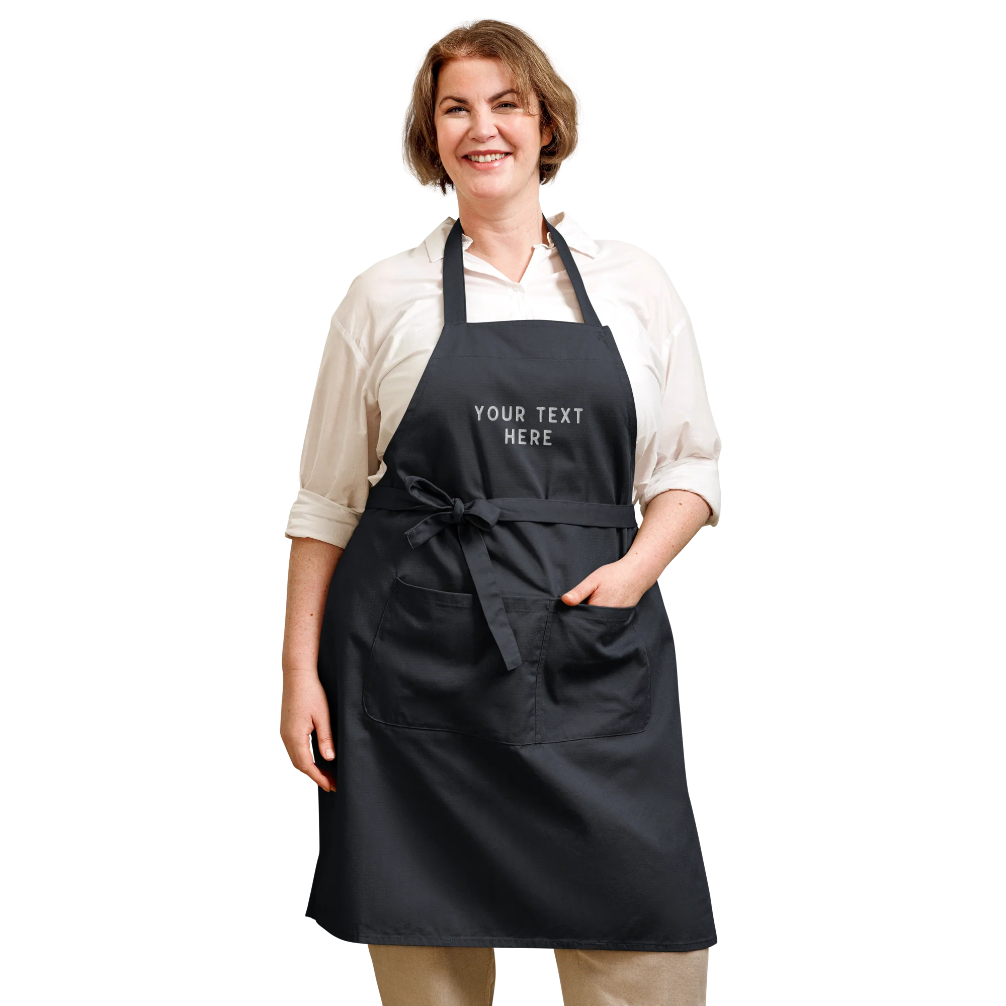 CUSTOM Your Text Embroidered Organic Cotton Apron - Image 10