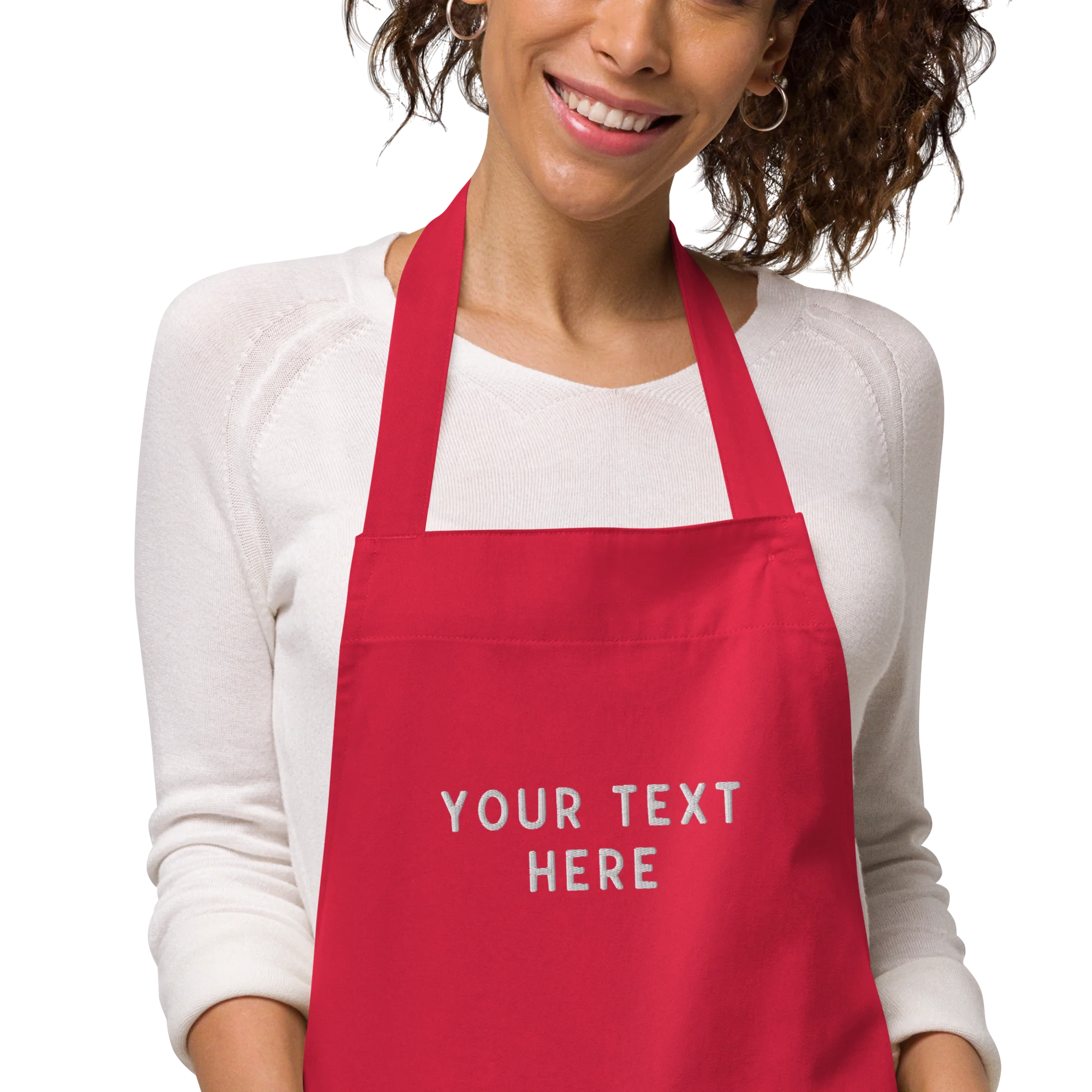 CUSTOM Your Text Embroidered Organic Cotton Apron - Image 5