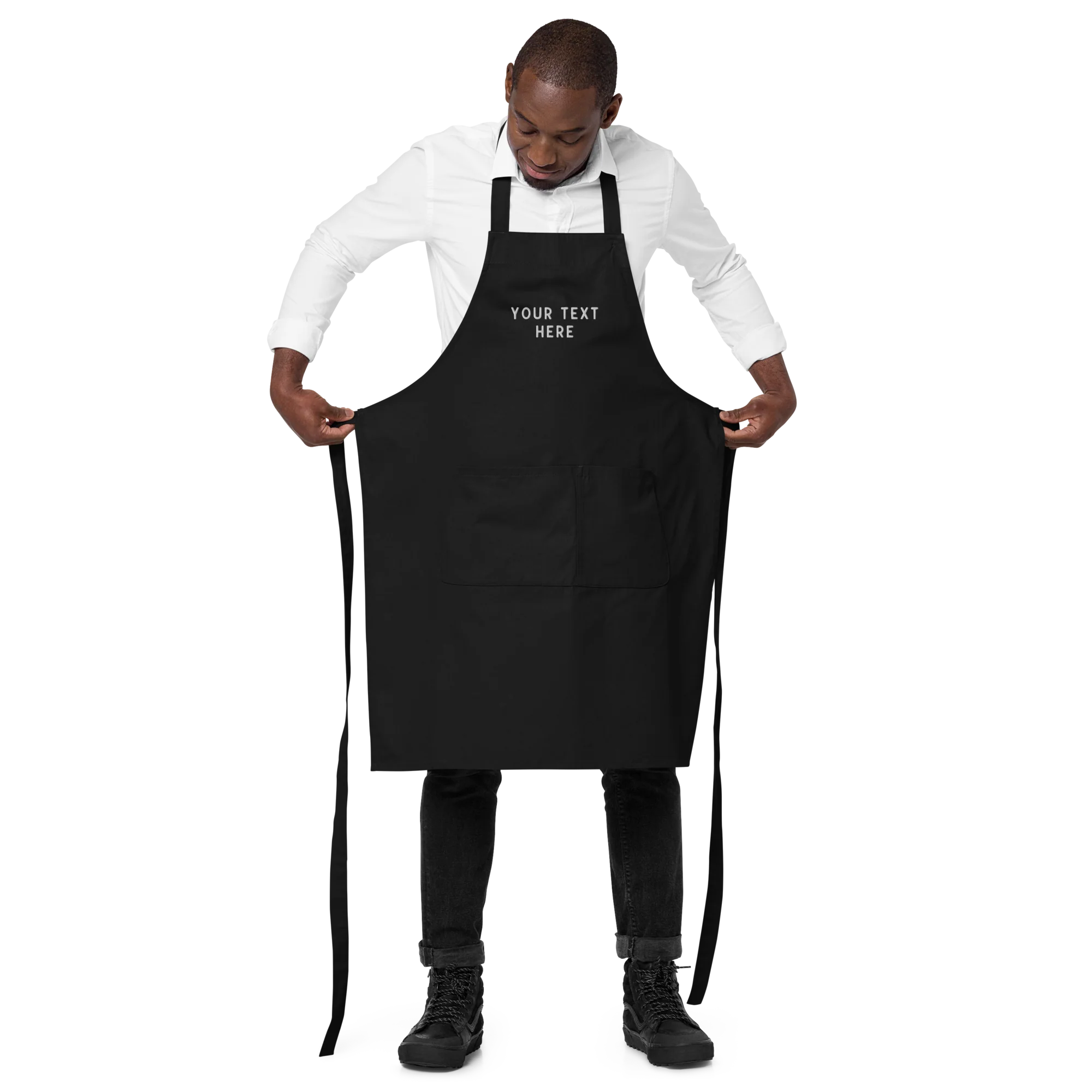 CUSTOM Your Text Embroidered Organic Cotton Apron - Image 9