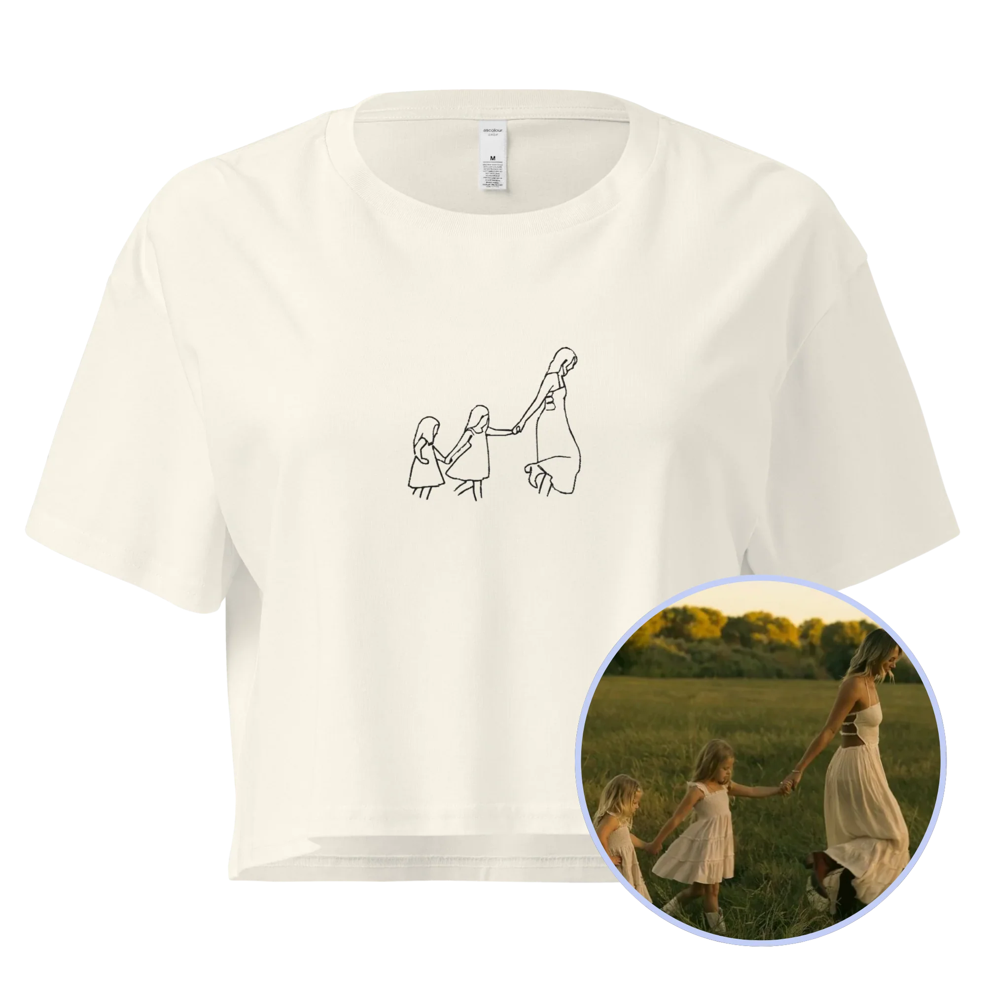 CUSTOM Embroidered Photo Portrait Crop Tee - Image 3