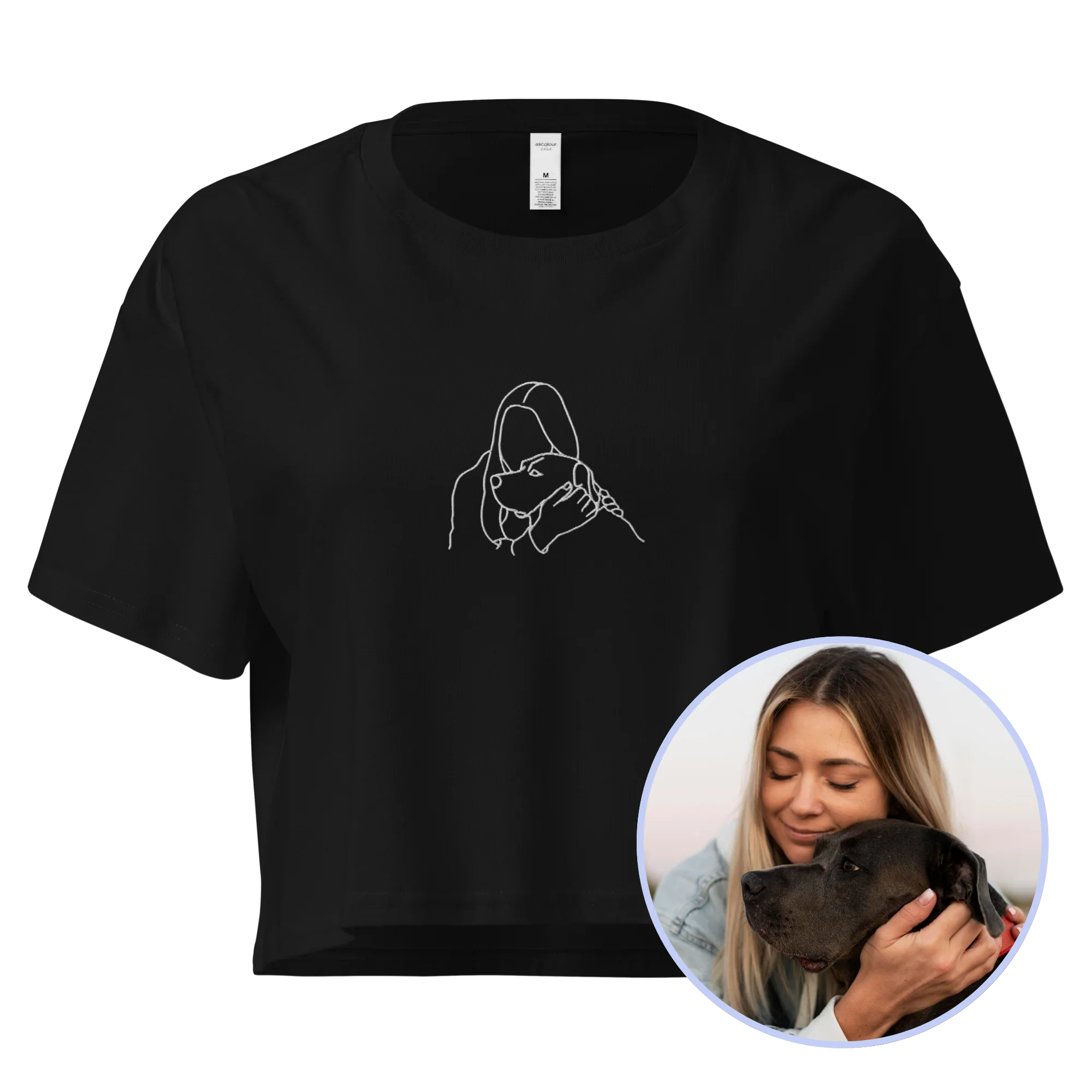 CUSTOM Embroidered Photo Portrait Crop Tee - Image 4