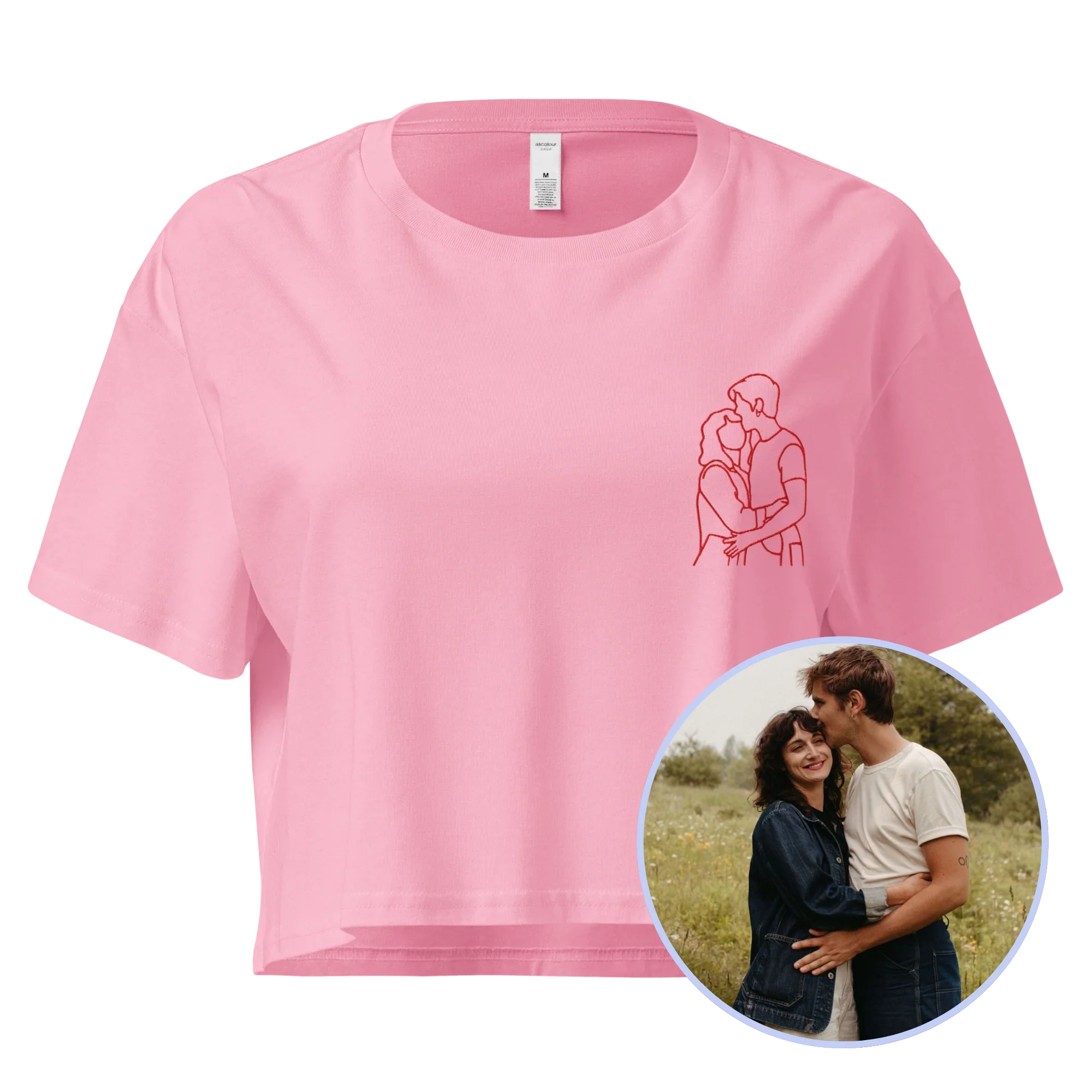 CUSTOM Embroidered Photo Portrait Crop Tee - Image 7