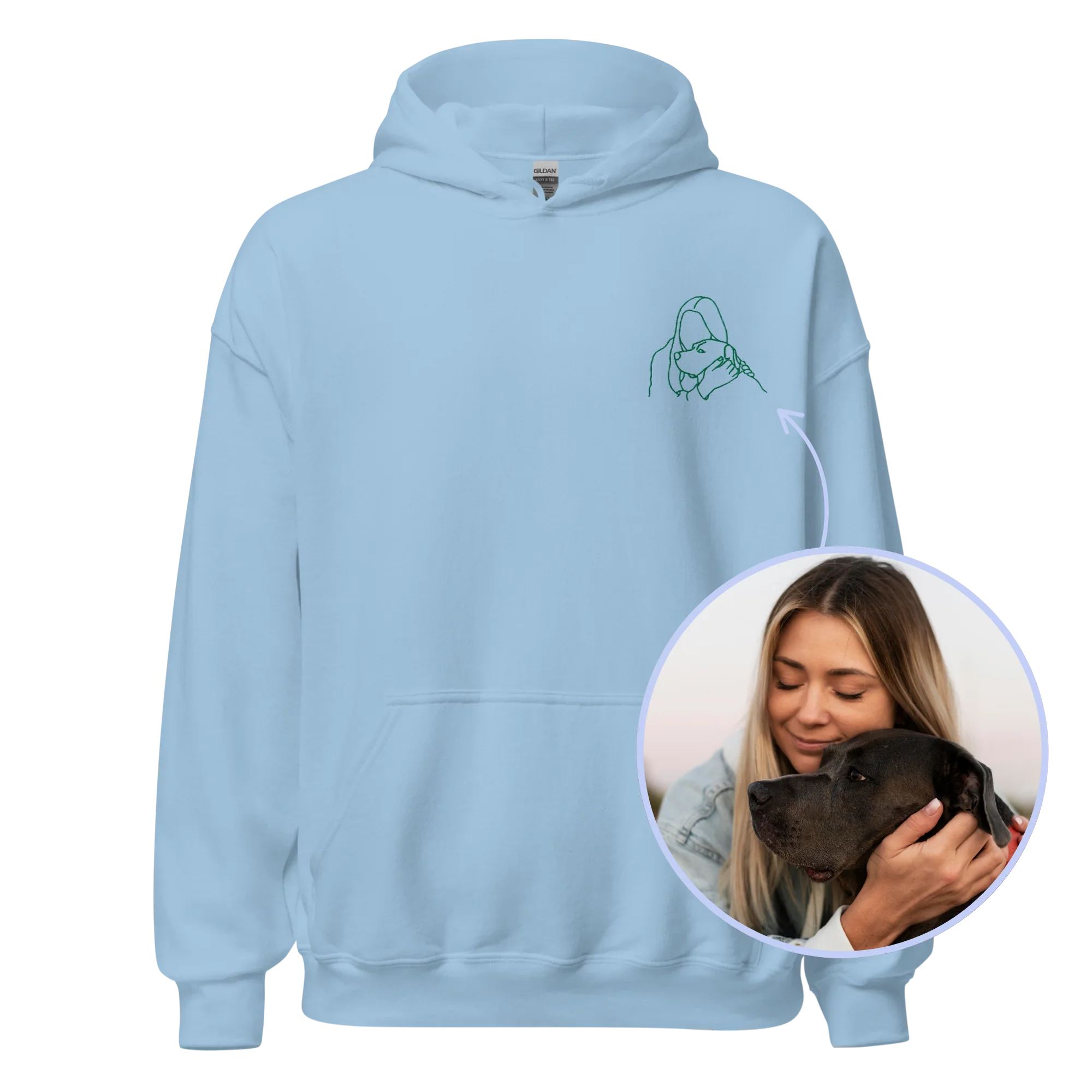 CUSTOM Embroidered Photo Portrait Hoodie - Image 7