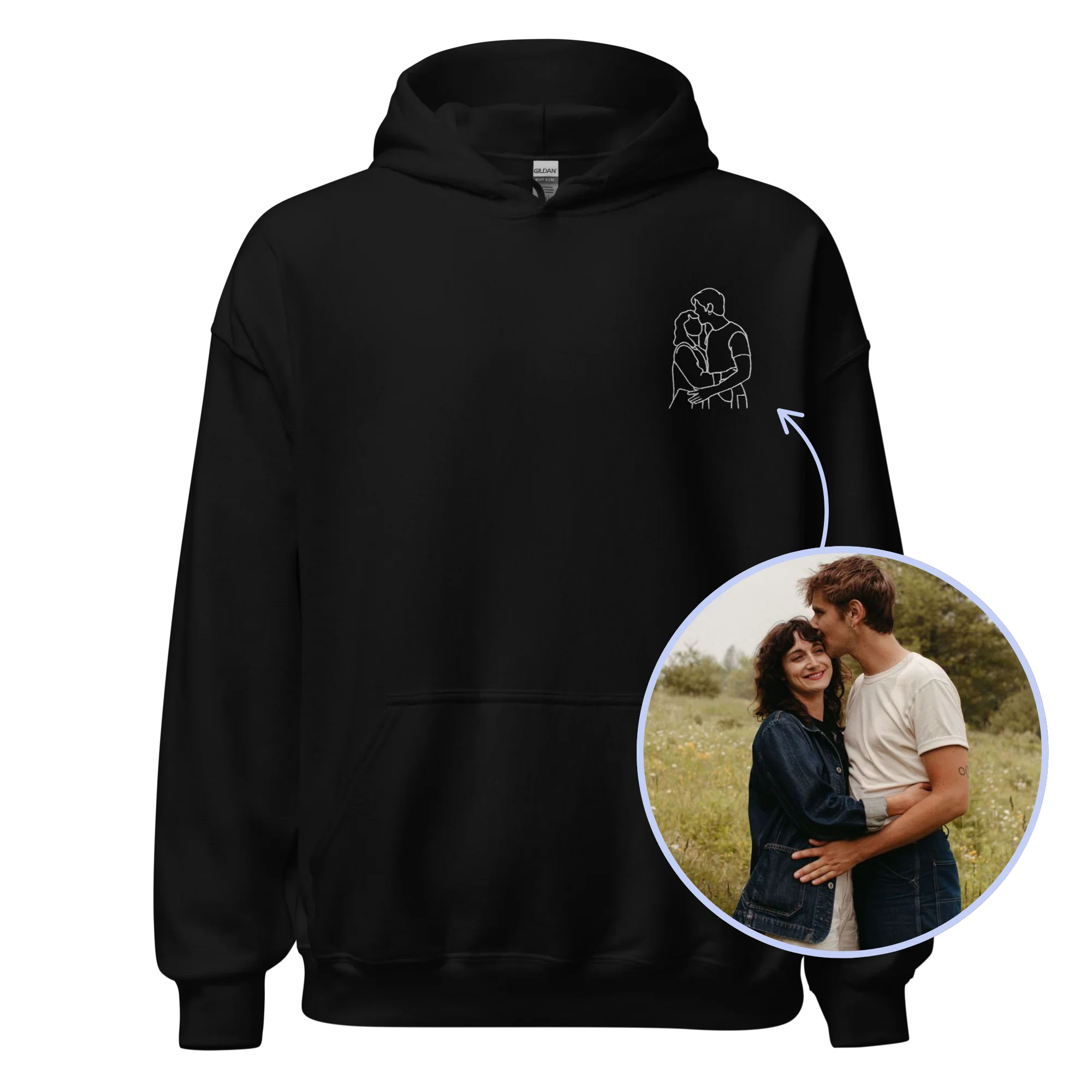 CUSTOM Embroidered Photo Portrait Hoodie - Image 8