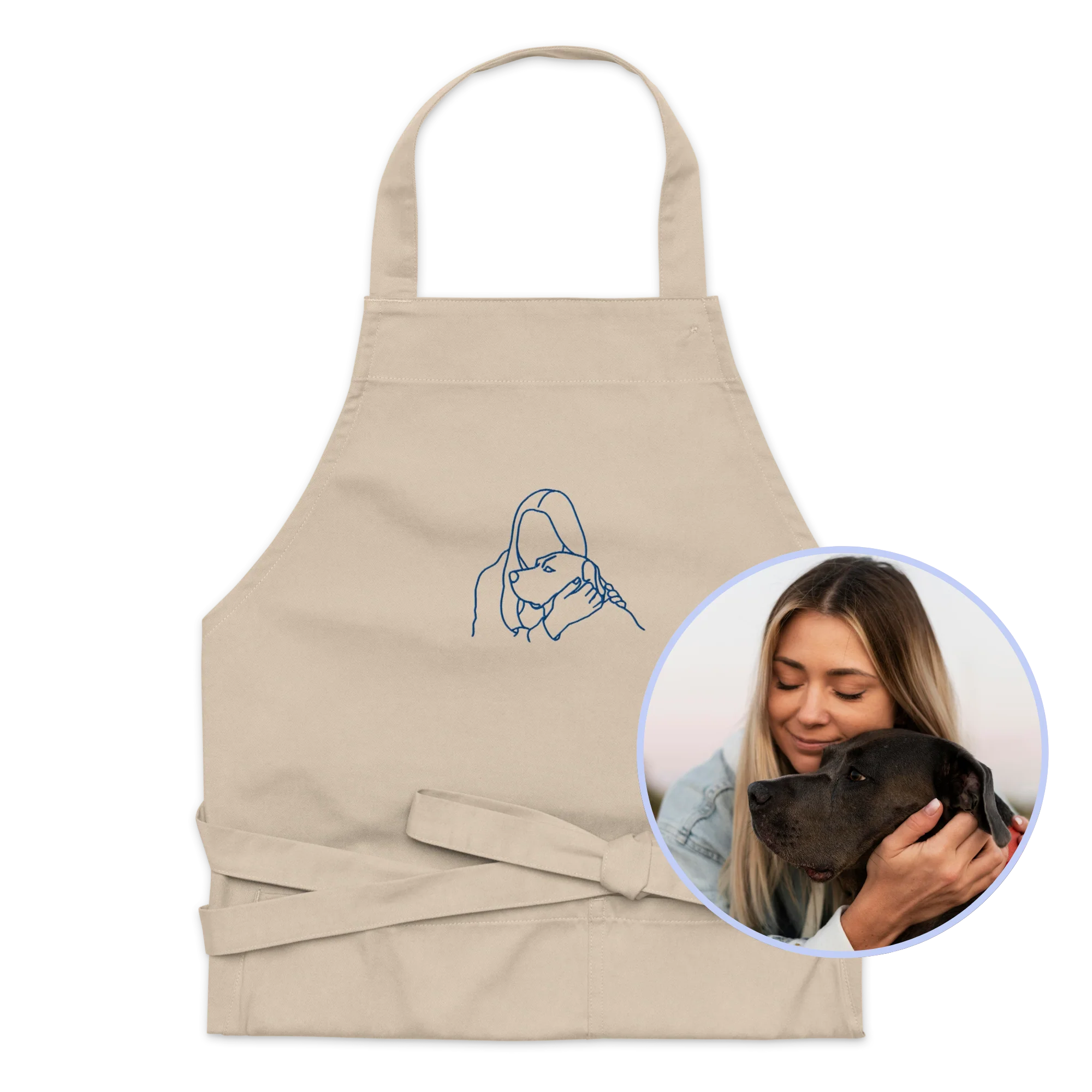 CUSTOM Embroidered Photo Portrait Organic Cotton Apron - Image 4