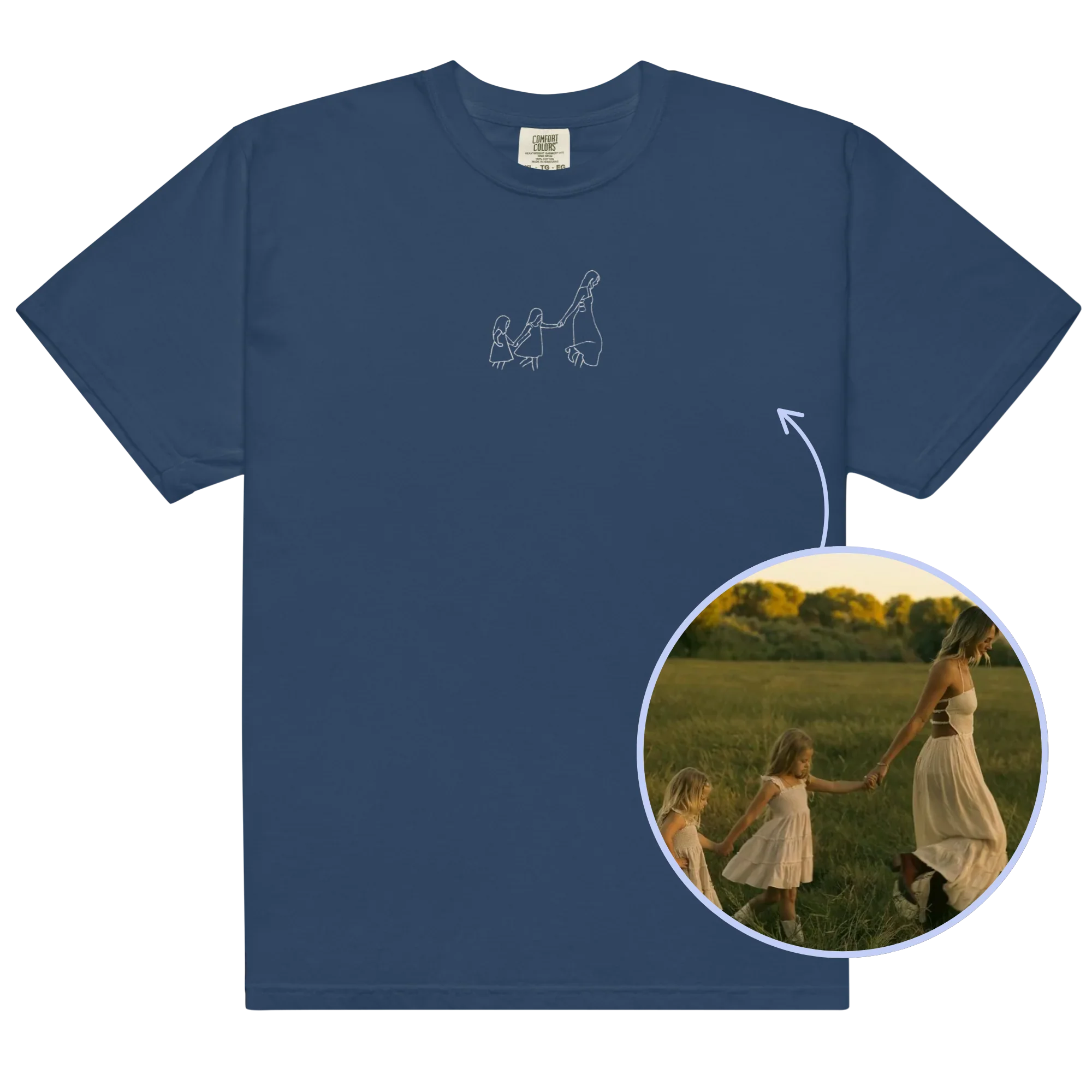 CUSTOM Embroidered Photo Portrait Classic T-Shirt - Image 7