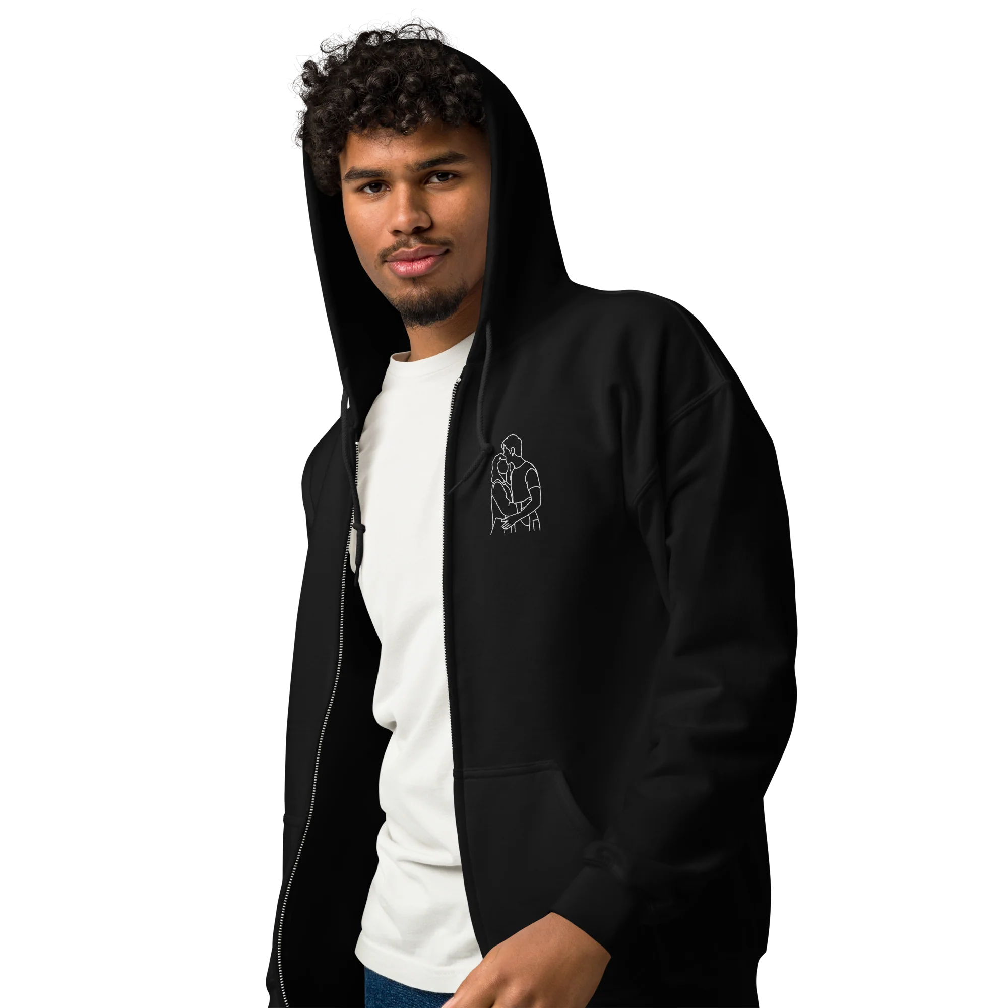 CUSTOM Embroidered Photo Portrait Zip-Up Hoodie - Image 5