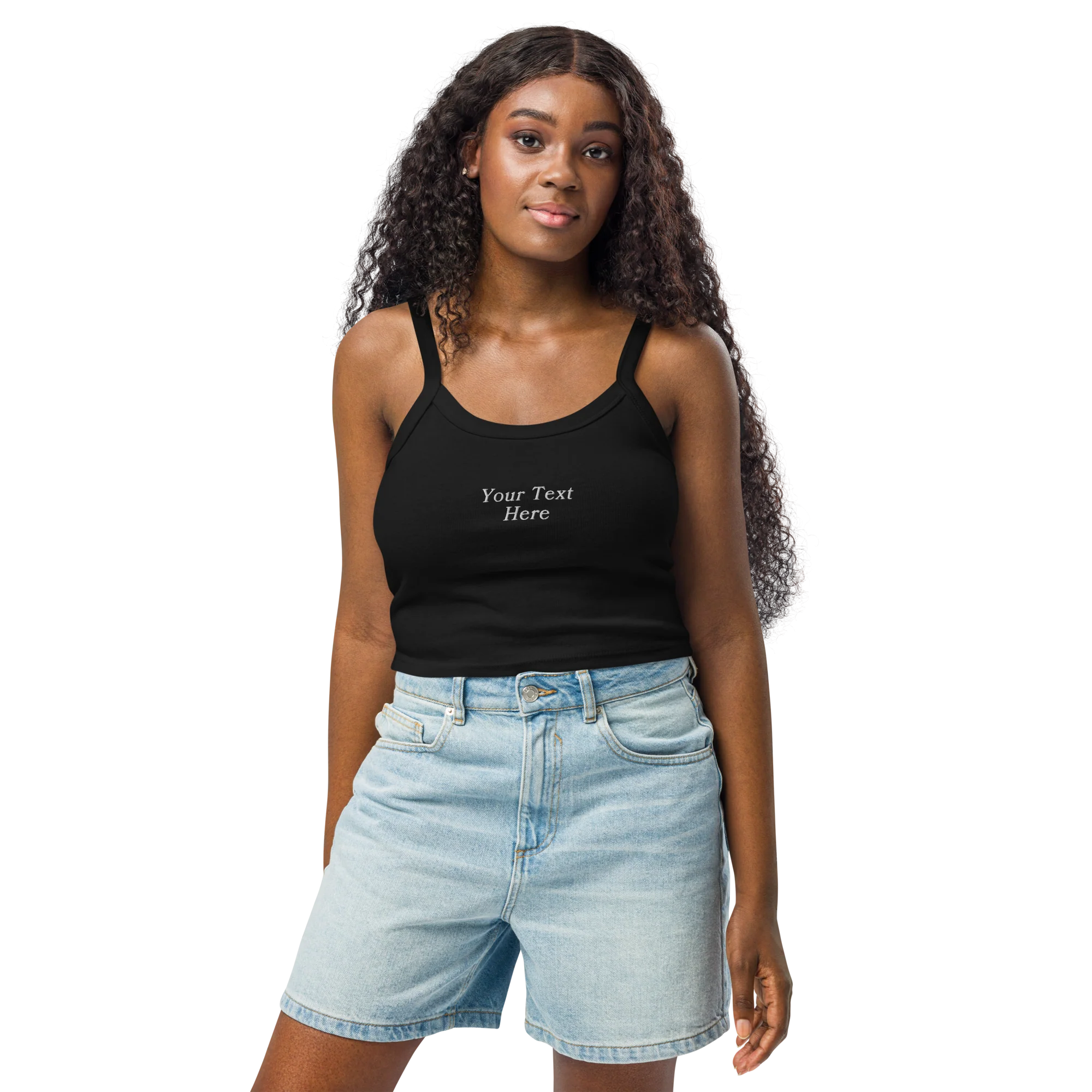 CUSTOM Your Text Serifed Rib Embroidered Tank Top - Image 6