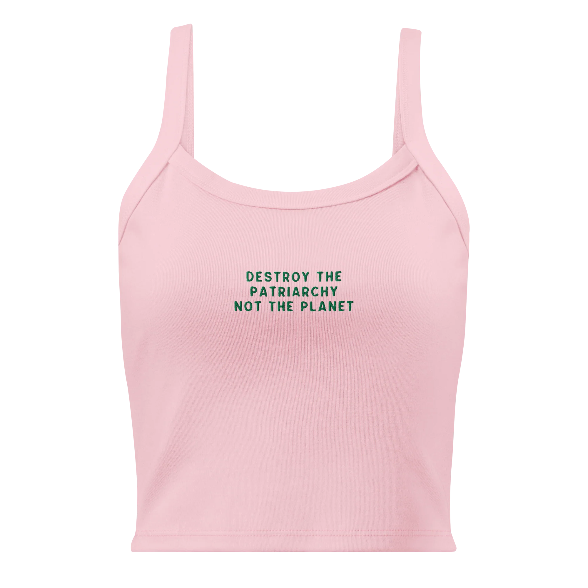 Destroy The Patriarchy Not The Planet Rib Embroidered Tank Top - Image 4
