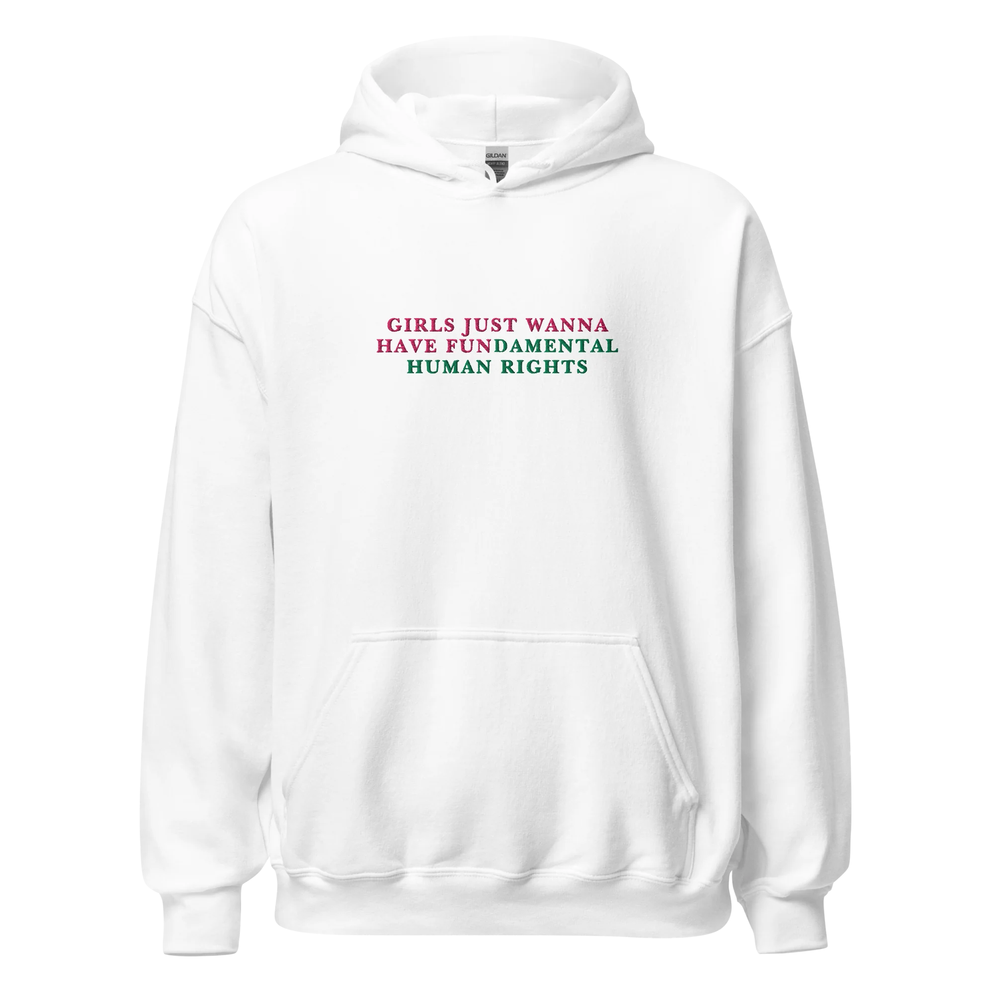 Girls Just Wanna Have Fundamental Human Rights Embroidered Hoodie - Image 4