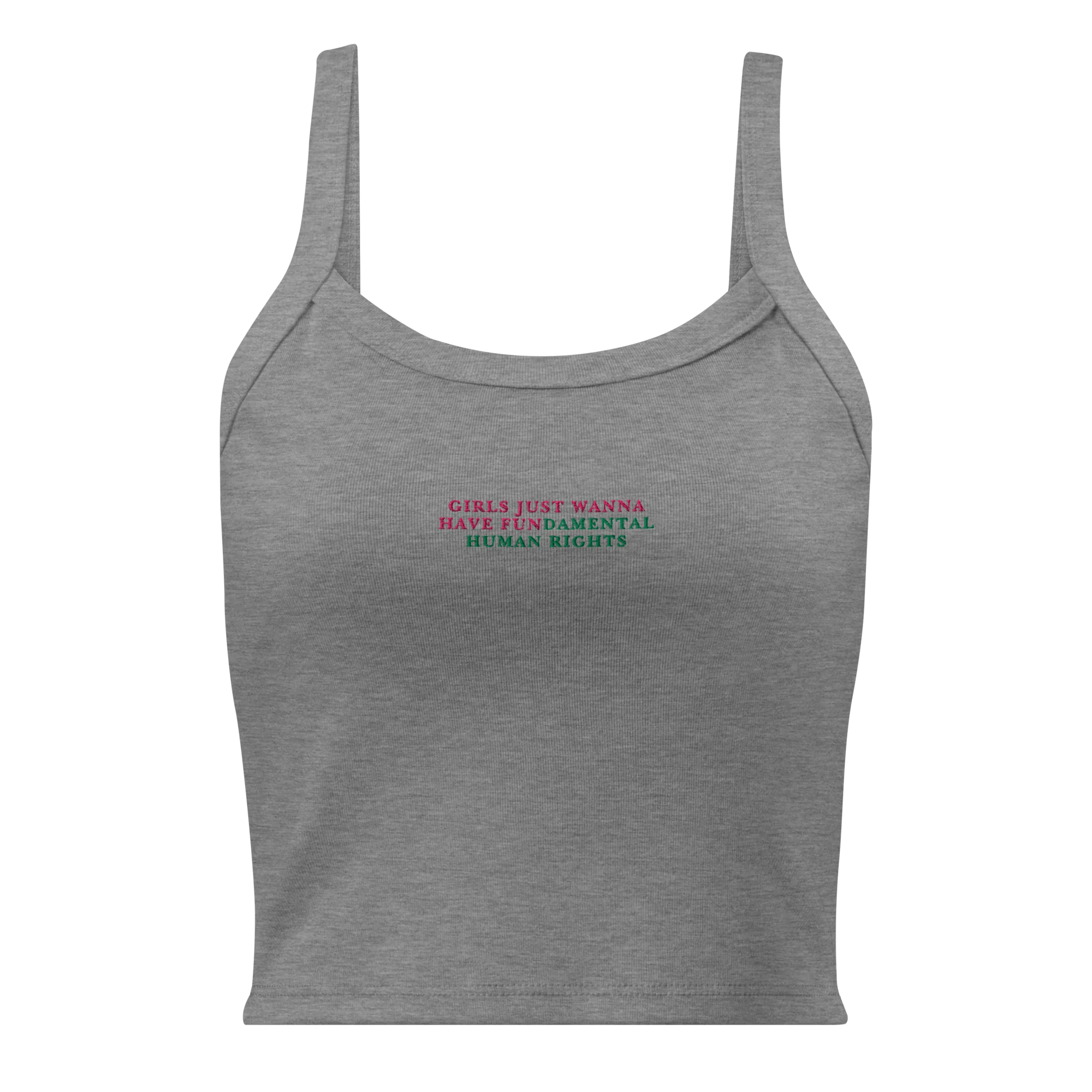 Girls Just Wanna Have Fundamental Human Rights Rib Embroidered Tank Top - Image 4