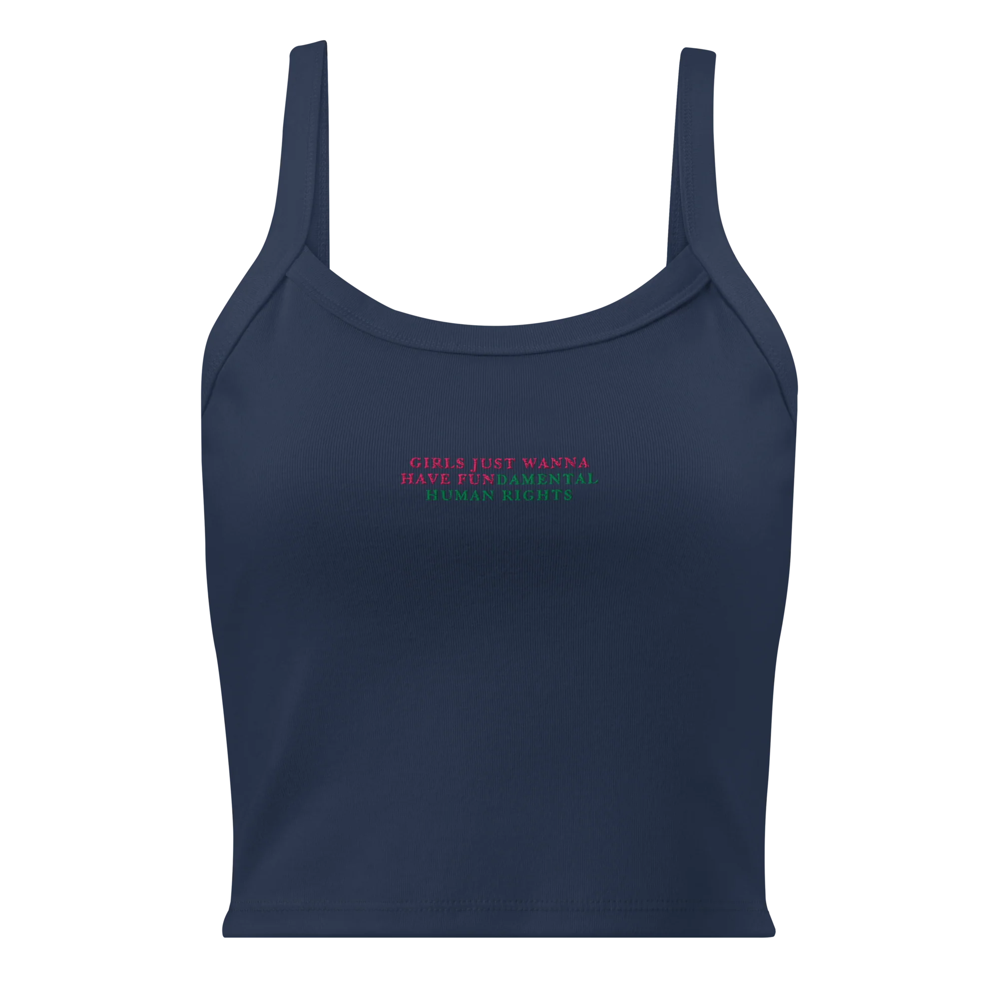 Girls Just Wanna Have Fundamental Human Rights Rib Embroidered Tank Top - Image 7