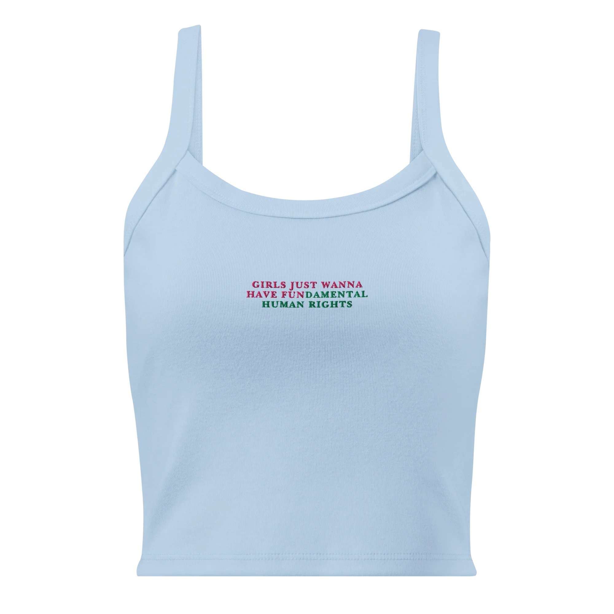 Girls Just Wanna Have Fundamental Human Rights Rib Embroidered Tank Top - Image 9