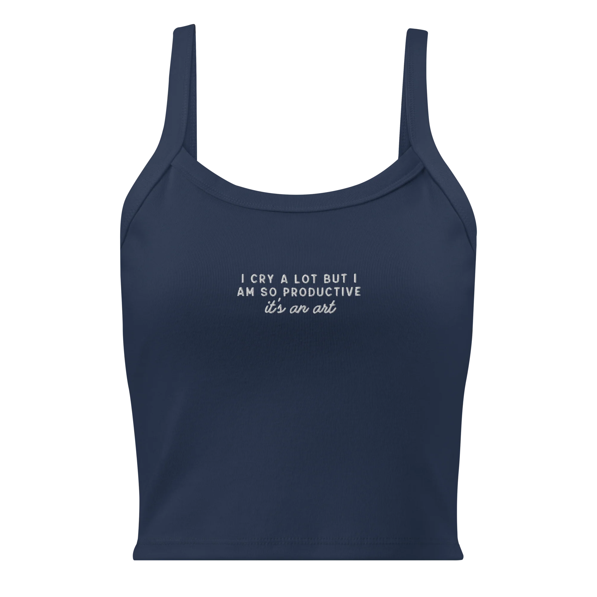 I Cry a Lot But I Am So Productive Rib Embroidered Tank Top - Image 6