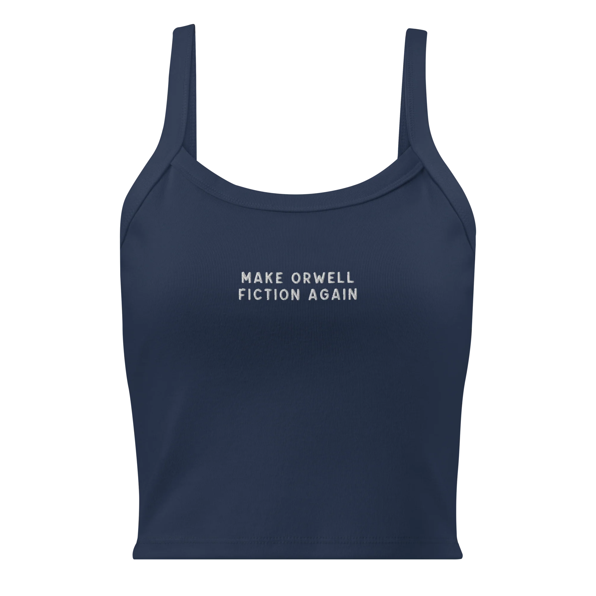 Make Orwell Fiction Again Rib Embroidered Tank Top - Image 5
