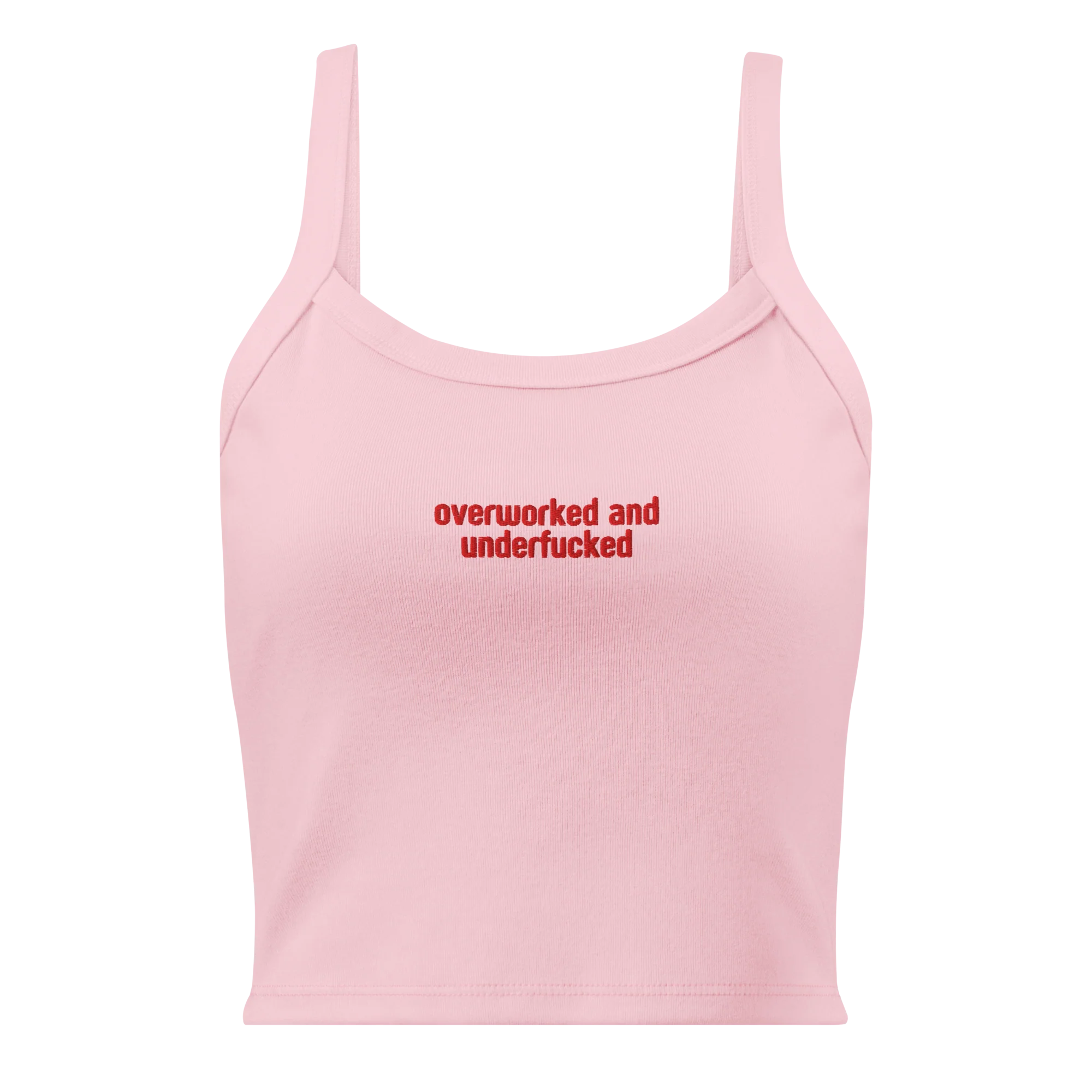 Overworked and Underfucked Rib Embroidered Tank Top - Image 4