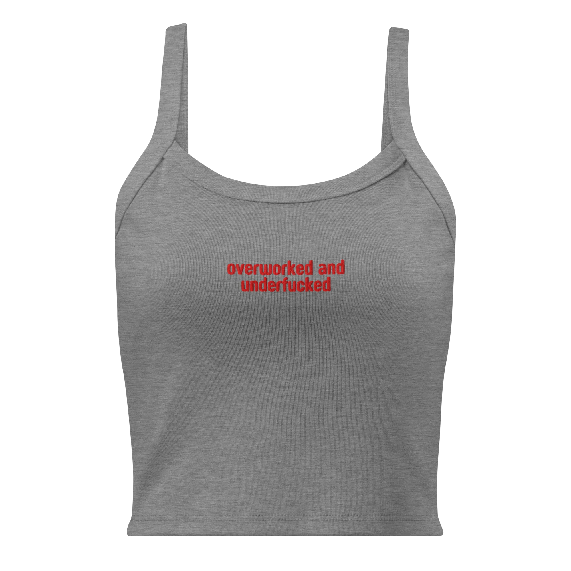 Overworked and Underfucked Rib Embroidered Tank Top - Image 8