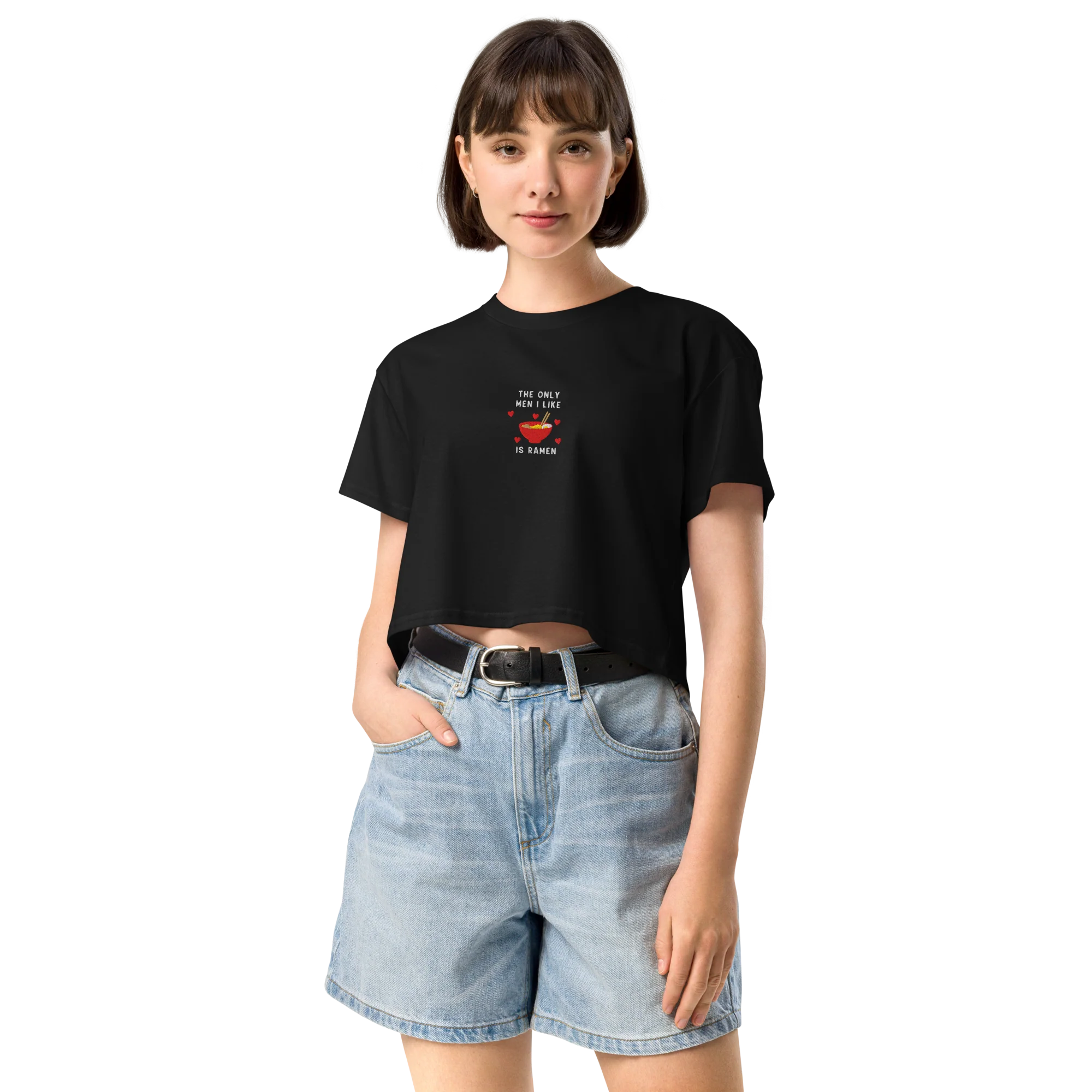 The Only Men I Like Ramen Embroidered Crop Tee - Image 6