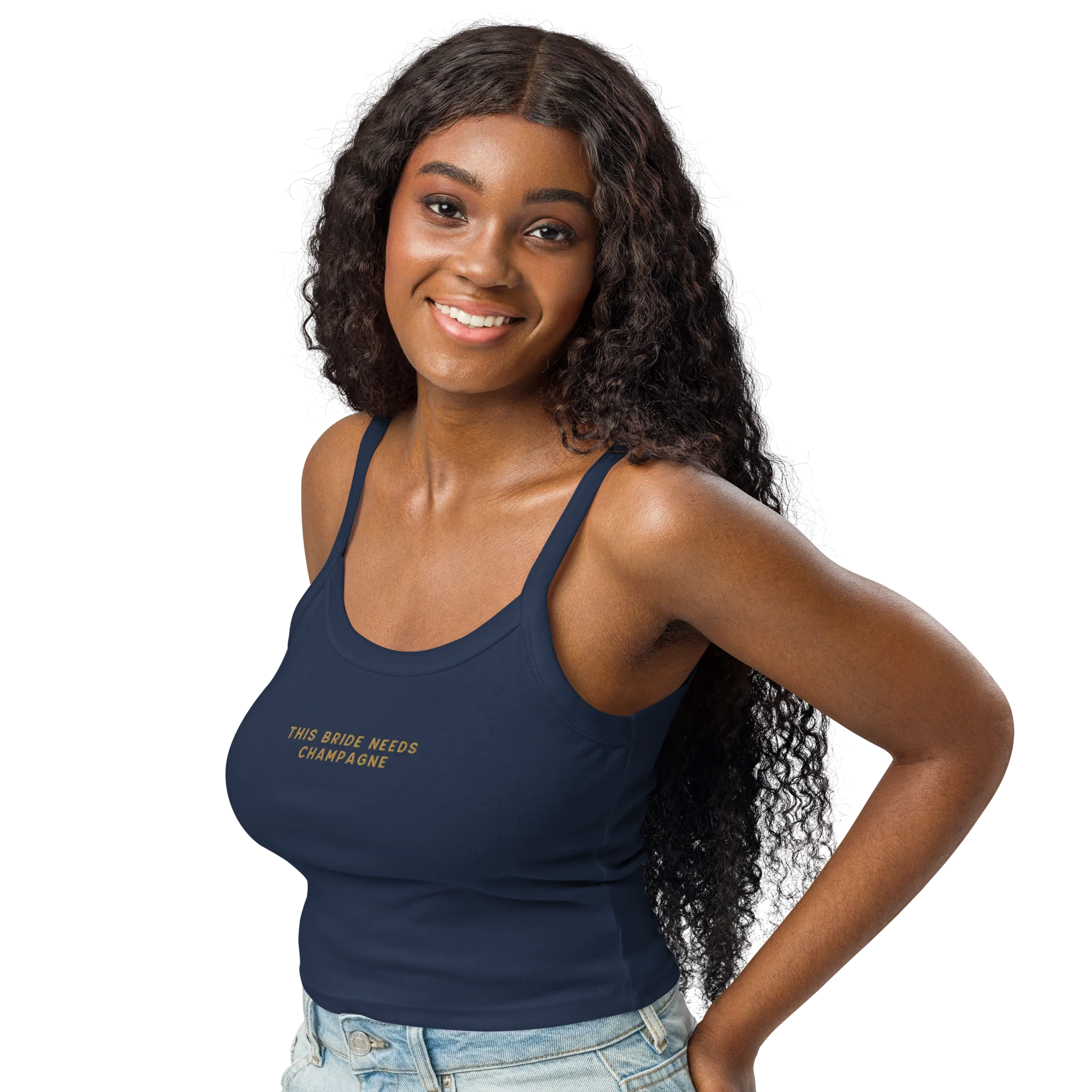 This Bride Needs Champagne Rib Embroidered Tank Top - Image 5