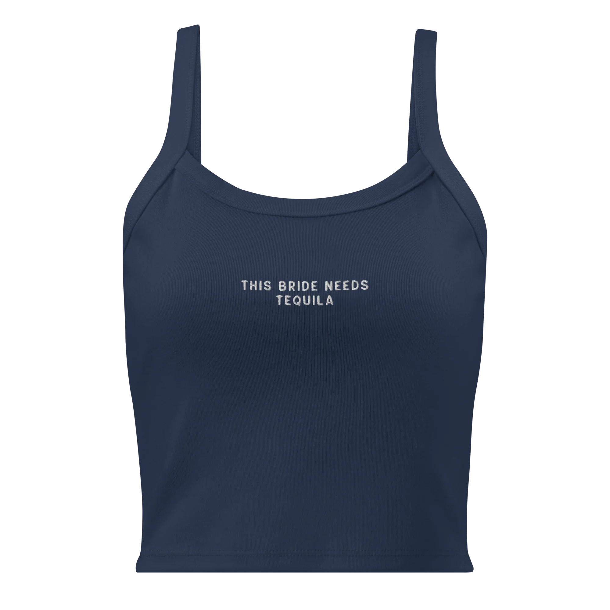 This Bride Needs Tequila Rib Embroidered Tank Top - Image 3