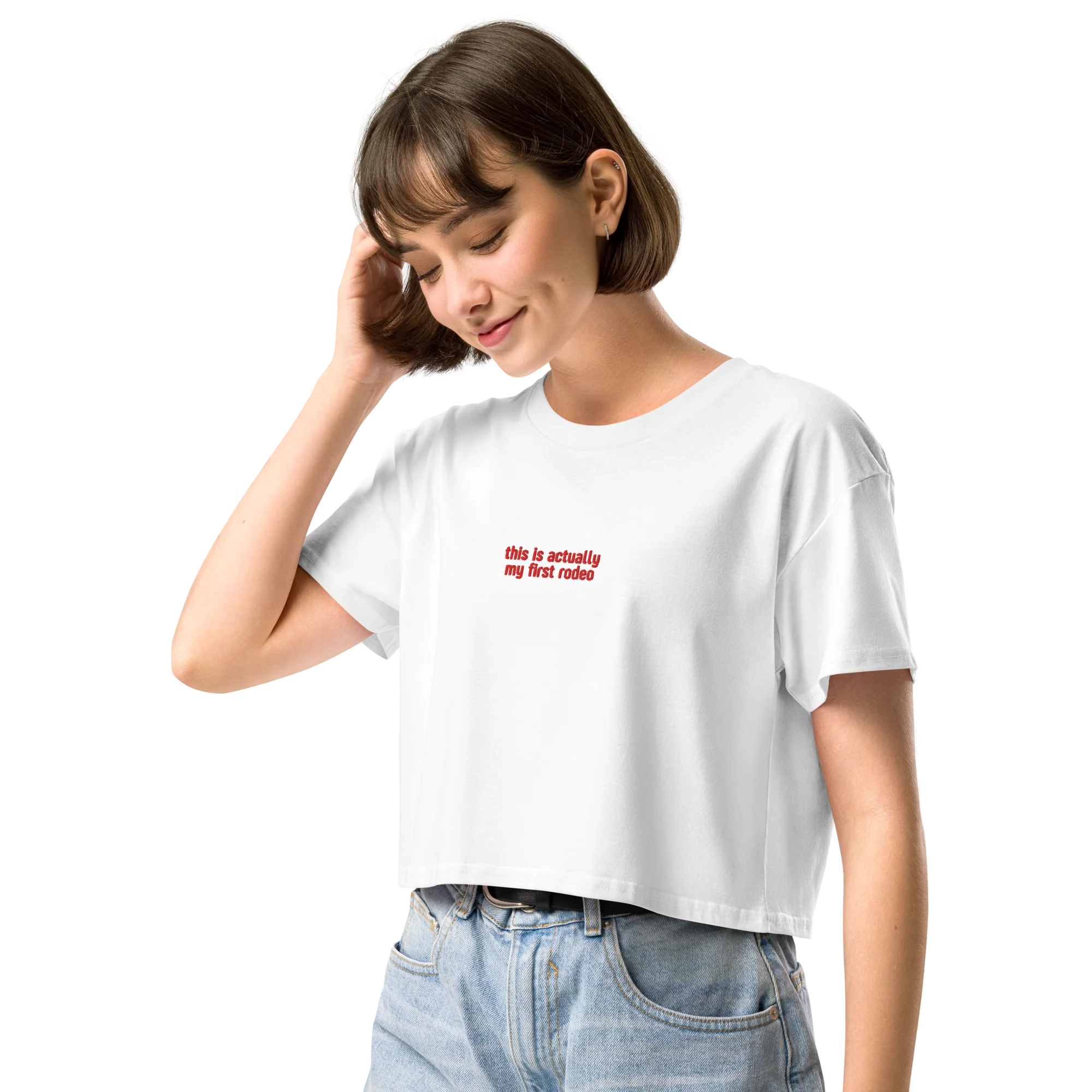 This is Actually My First Rodeo Embroidered Crop Tee - Image 5