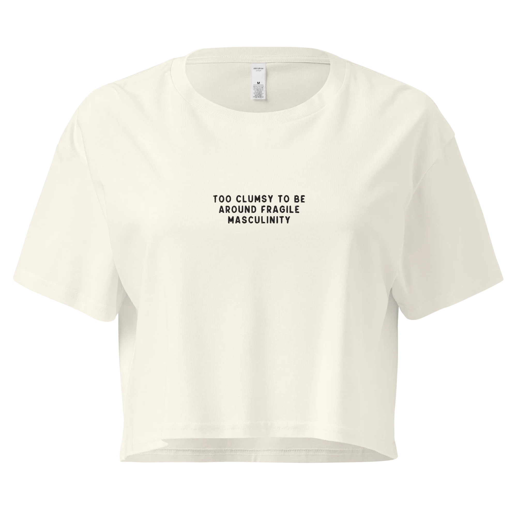 Too Clumsy Around Fragile Masculinity Embroidered Crop Tee - Image 3