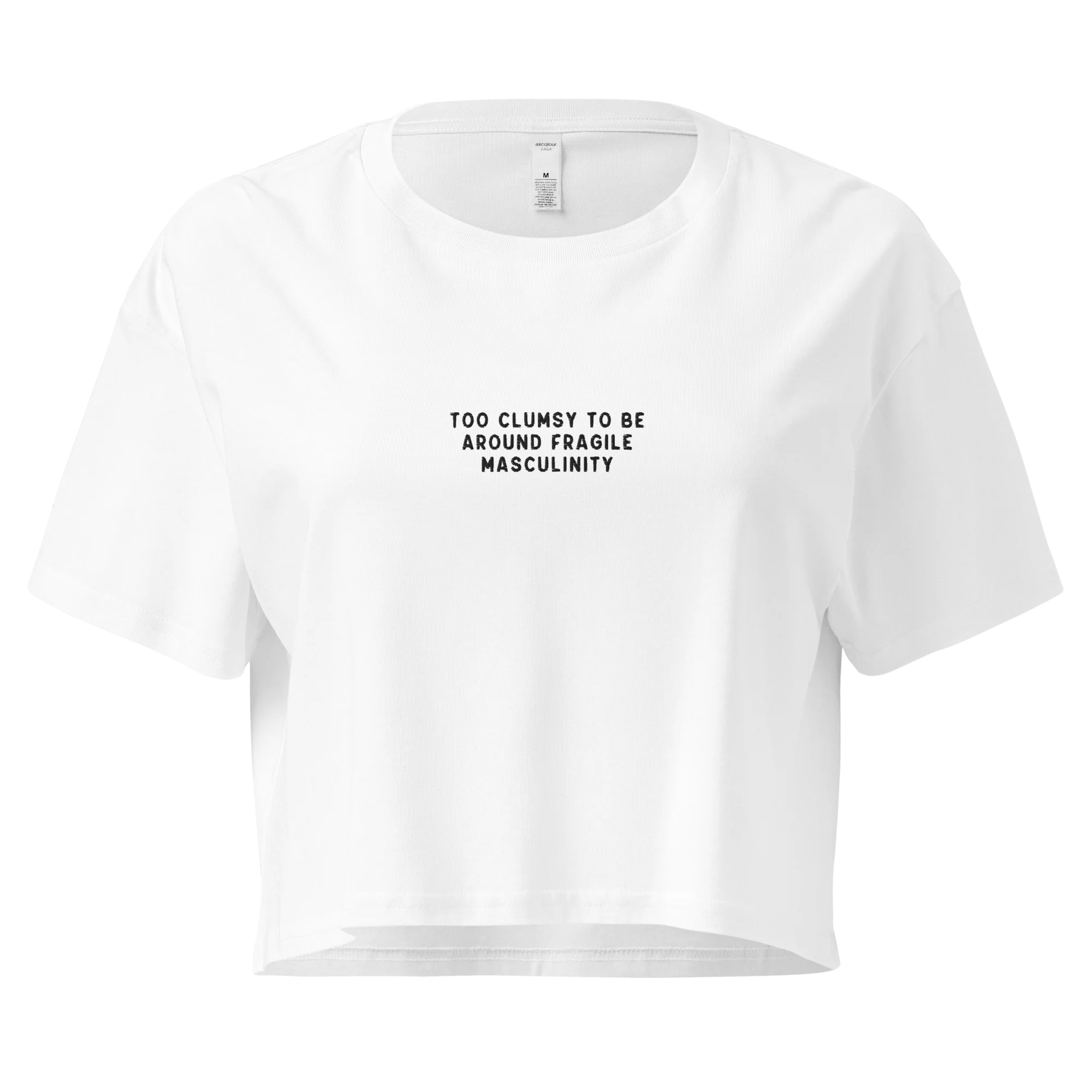 Too Clumsy Around Fragile Masculinity Embroidered Crop Tee - Image 4