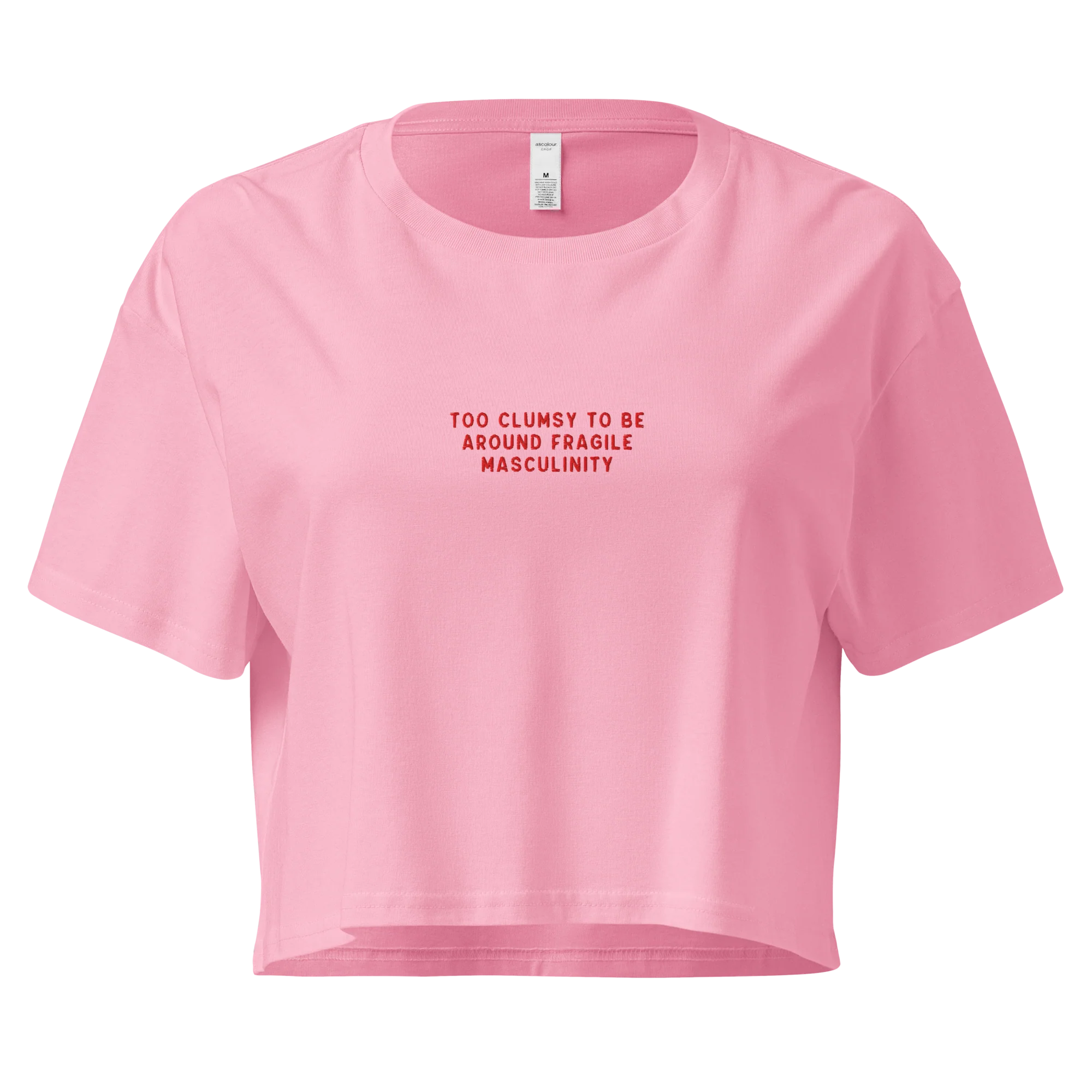 Too Clumsy Around Fragile Masculinity Embroidered Crop Tee - Image 7
